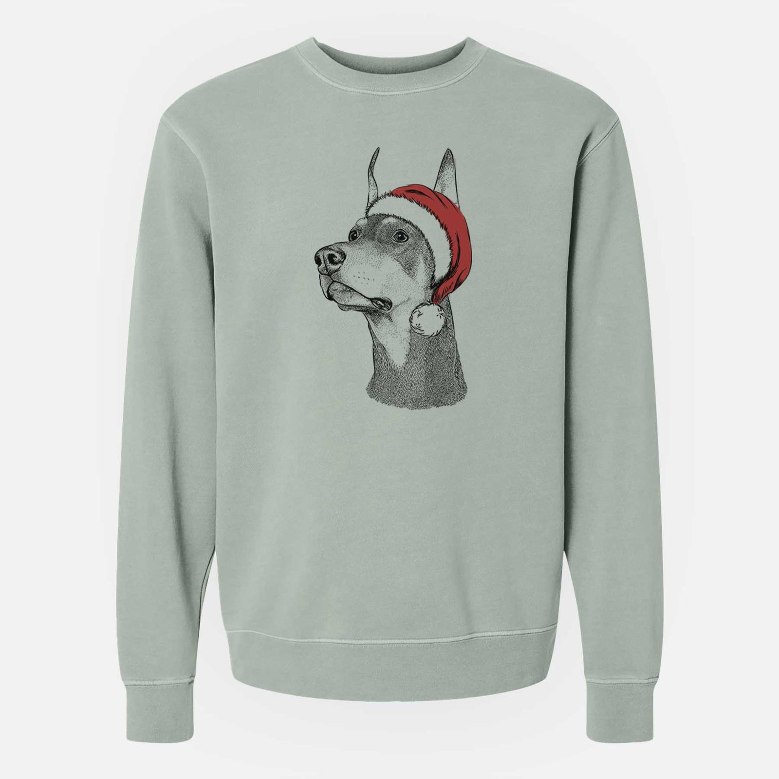 Santa Cenza the Doberman Pinscher - Unisex Pigment Dyed Crew Sweatshirt