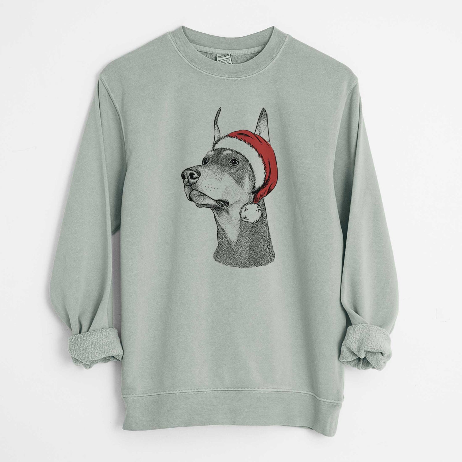 Santa Cenza the Doberman Pinscher - Unisex Pigment Dyed Crew Sweatshirt