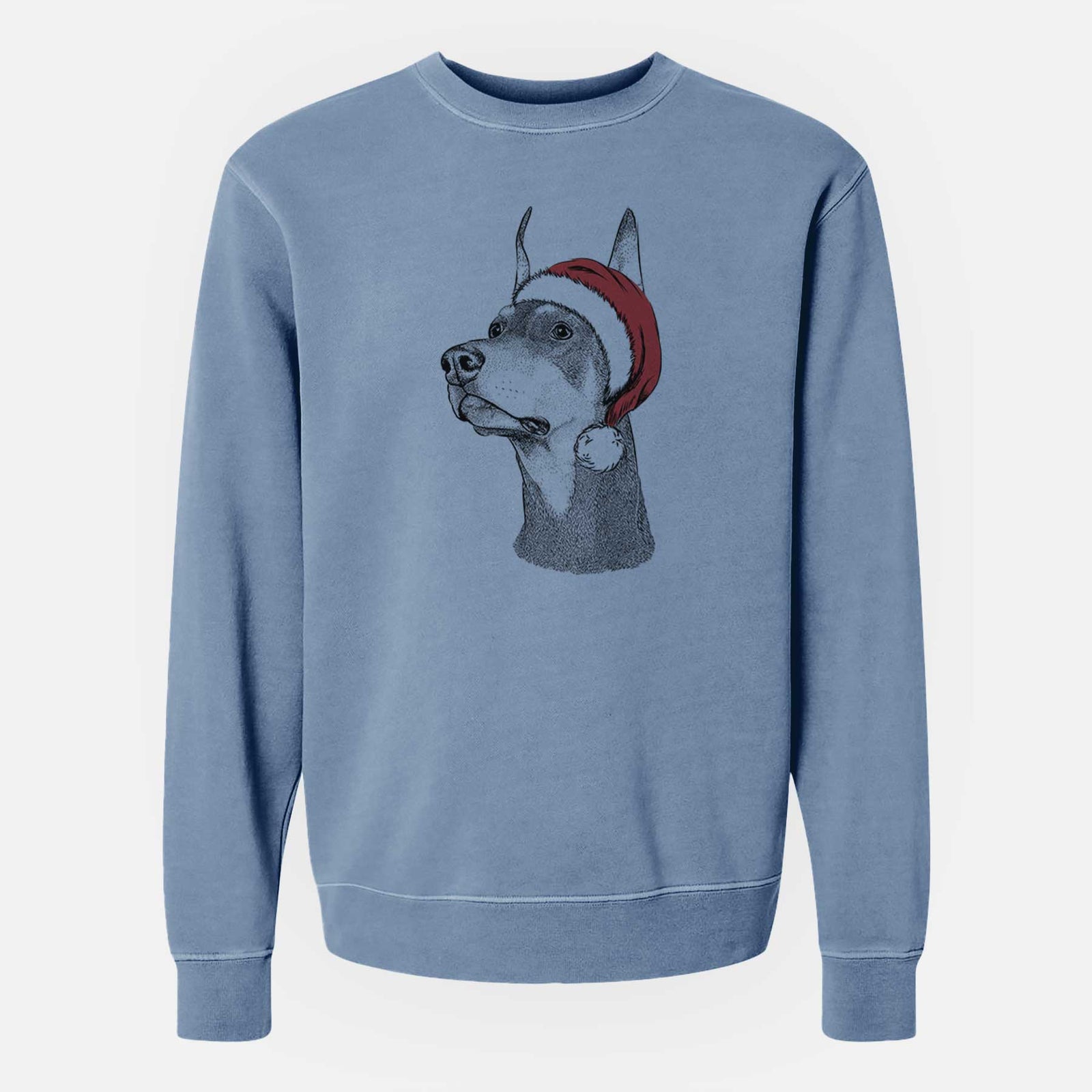 Santa Cenza the Doberman Pinscher - Unisex Pigment Dyed Crew Sweatshirt