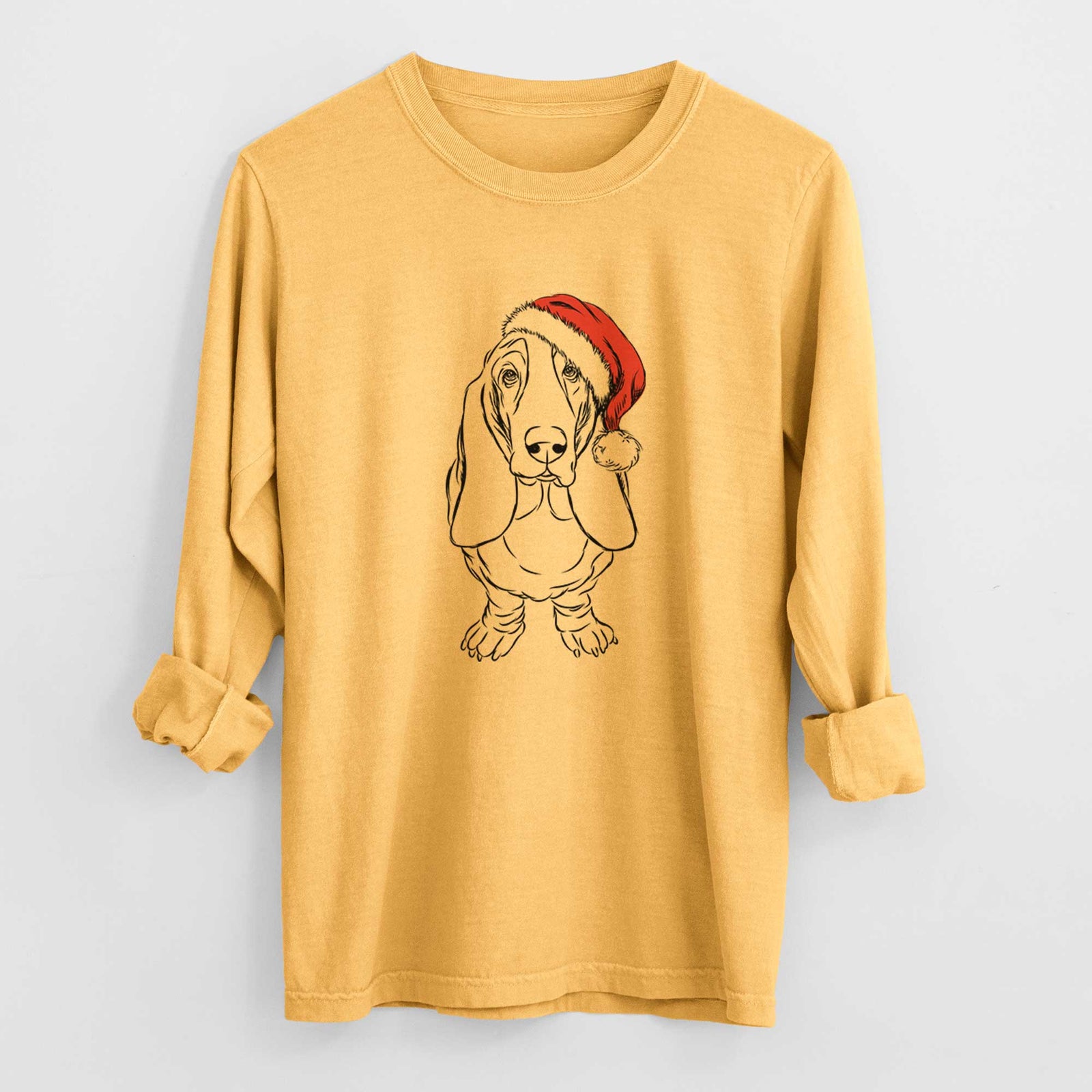 Santa Charlie the Basset Hound - Heavyweight 100% Cotton Long Sleeve
