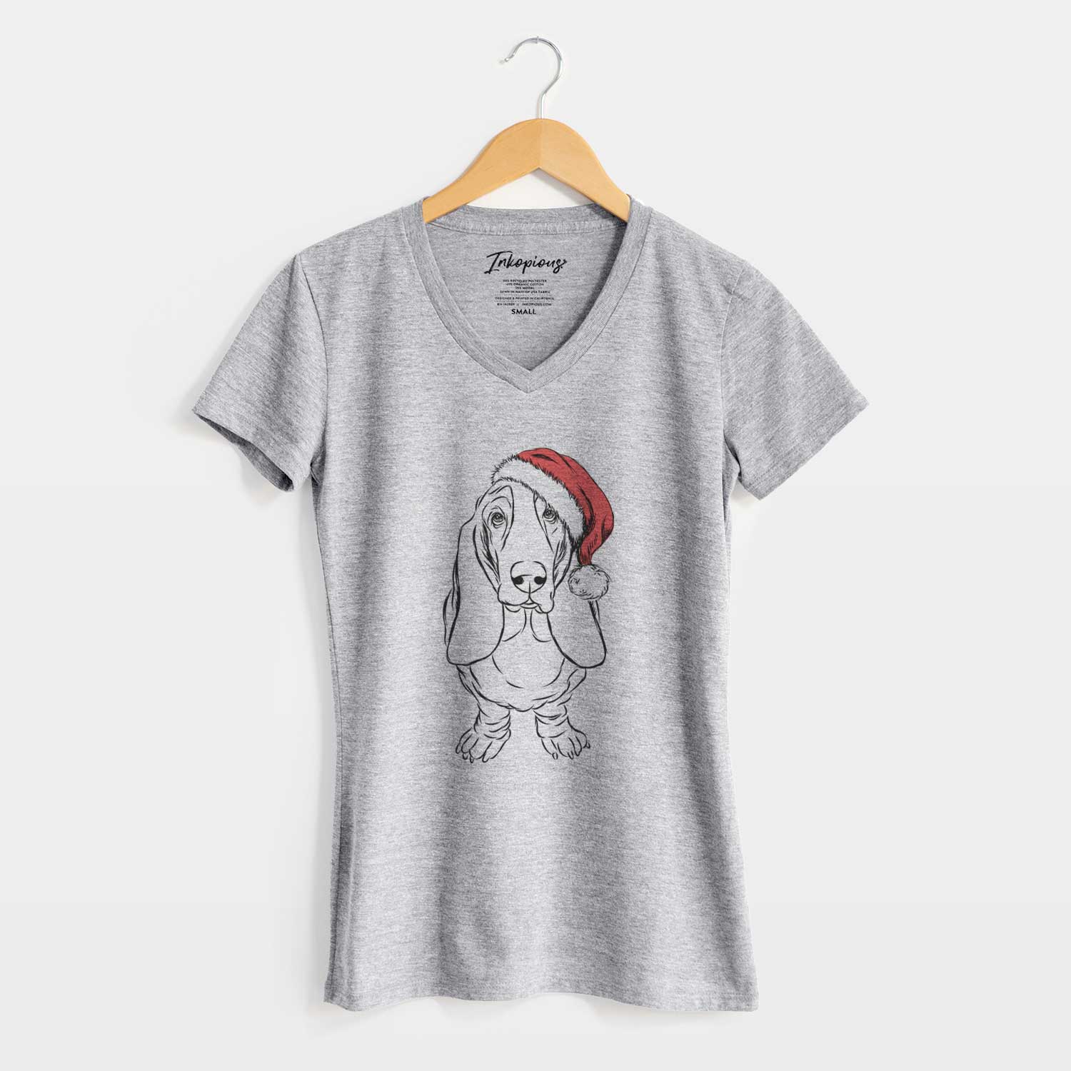 Santa Charlie the Basset Hound - Women's V-neck Shirt