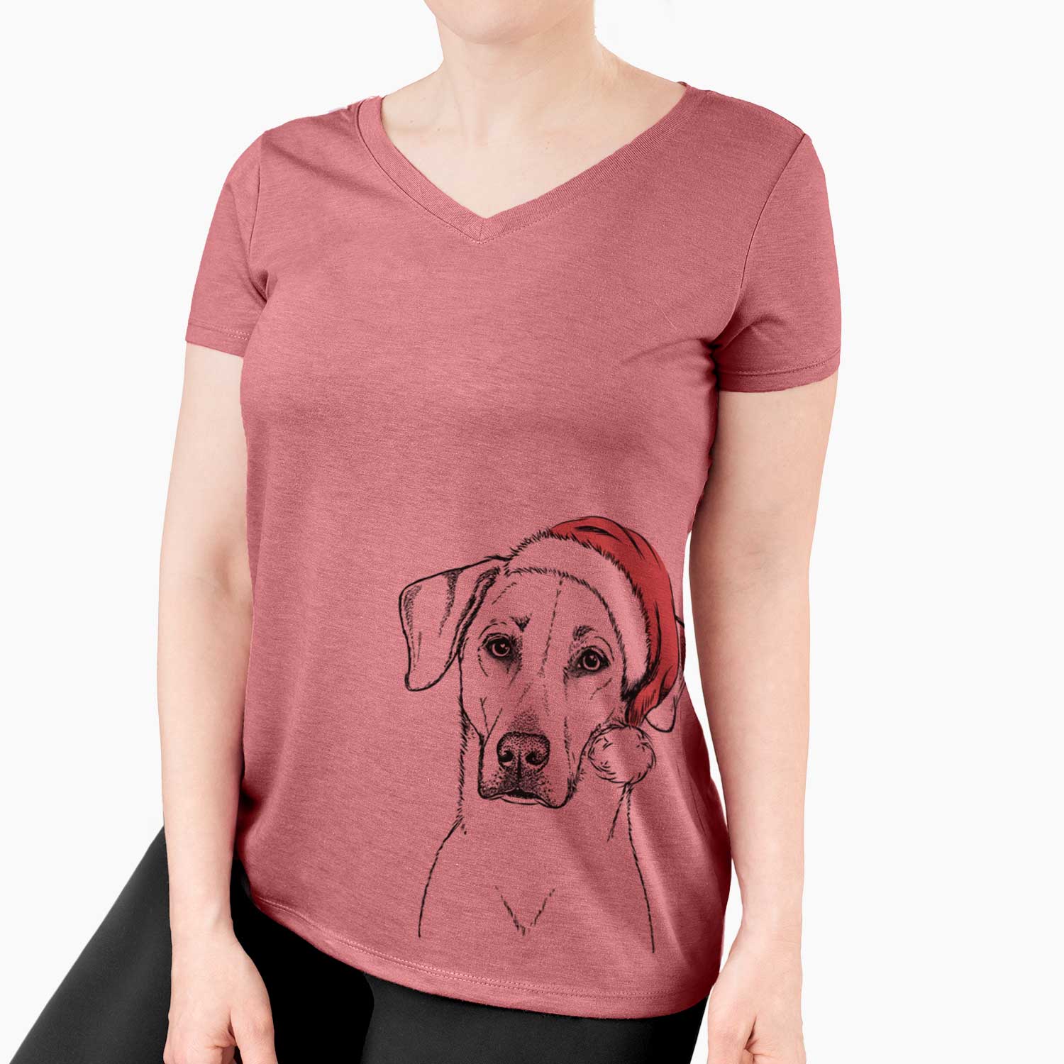 Santa Charlie Girl the Yellow Lab - Women's V-neck Shirt