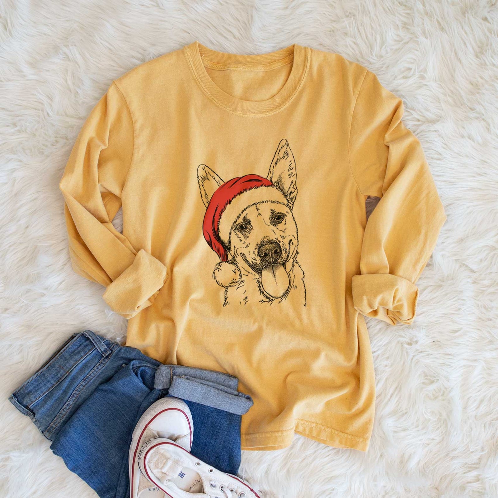 Santa Charlie the Mixed Breed - Heavyweight 100% Cotton Long Sleeve