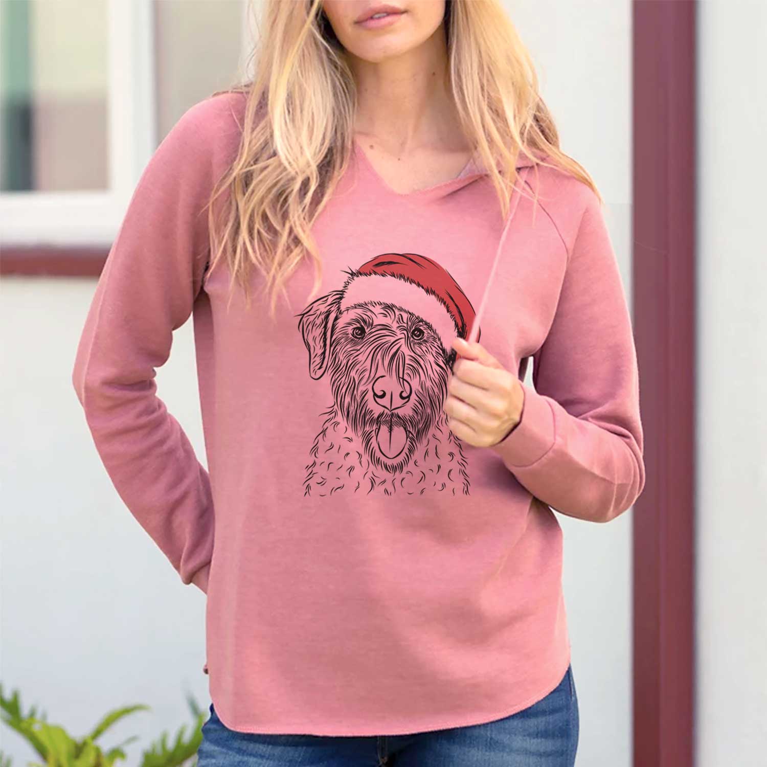 Santa Chester the Soft Coated Wheaten Terrier - Cali Wave Hooded Sweatshirt
