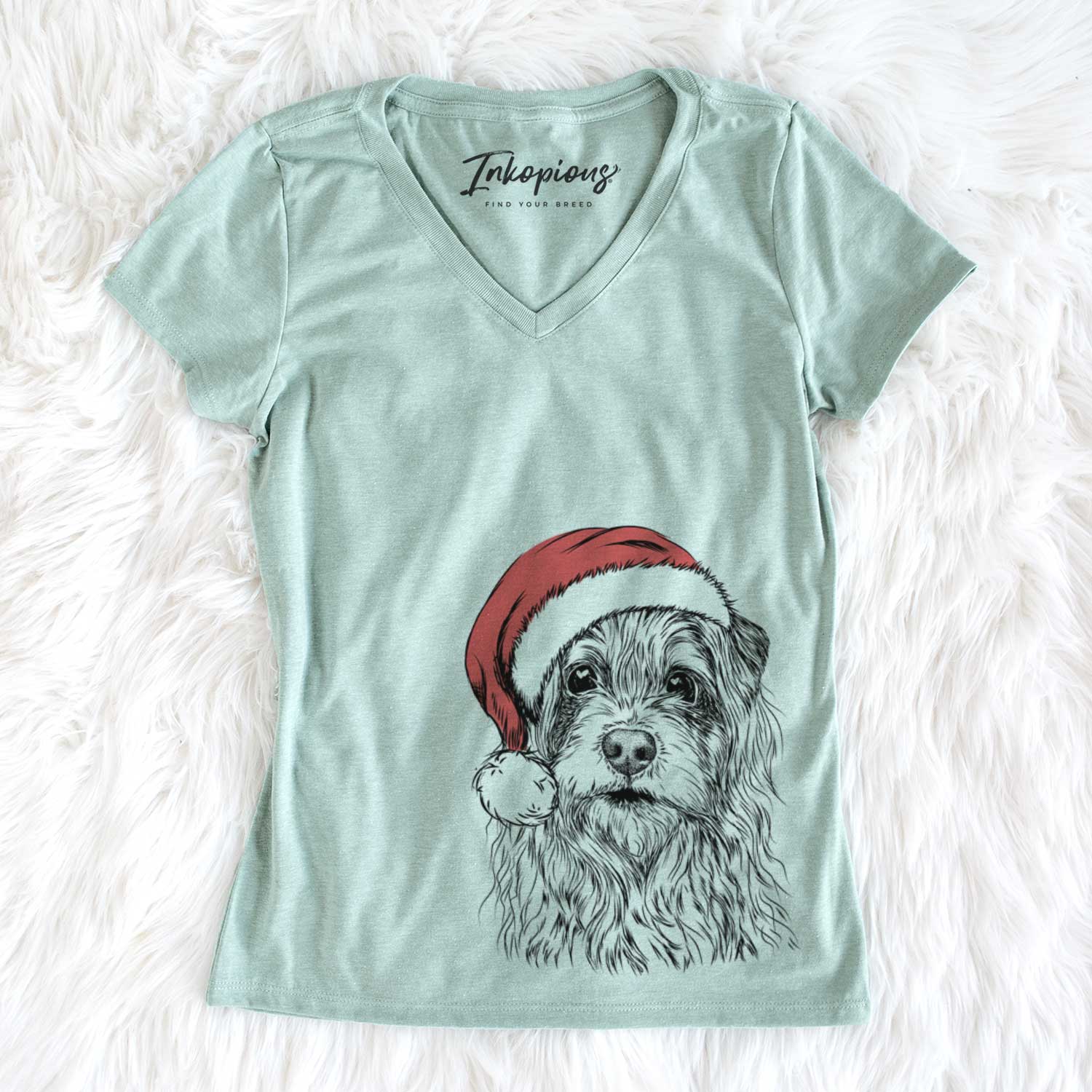 Santa Chester the Terrier Mix - Women's V-neck Shirt