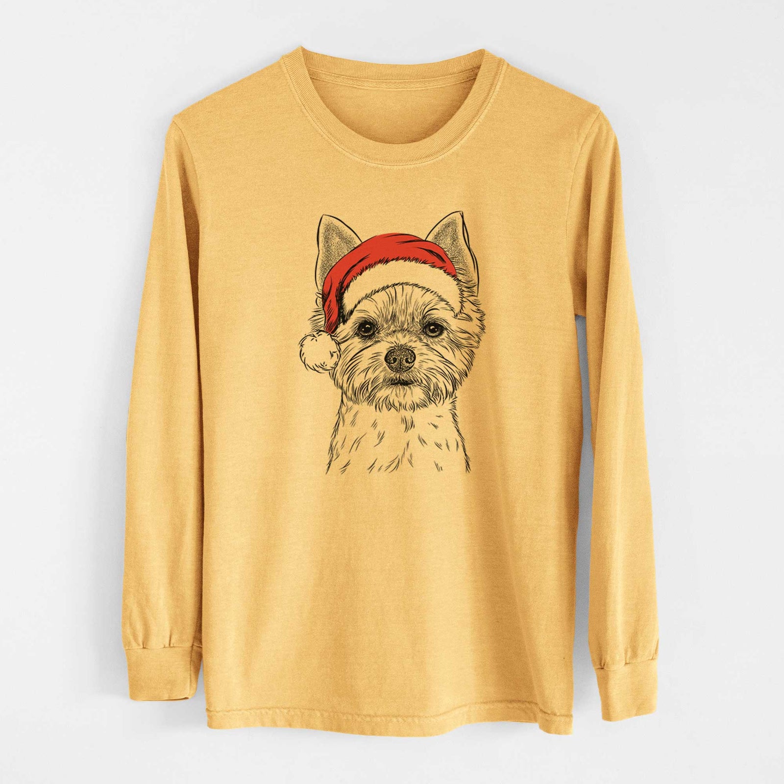 Santa Chewy the Yorkshire Terrier - Heavyweight 100% Cotton Long Sleeve