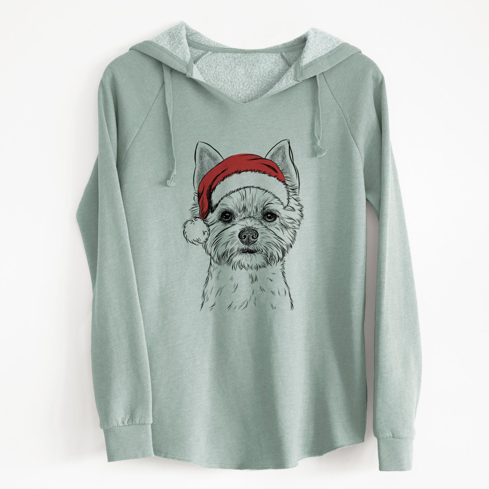 Santa Chewy the Yorkshire Terrier - Cali Wave Hooded Sweatshirt