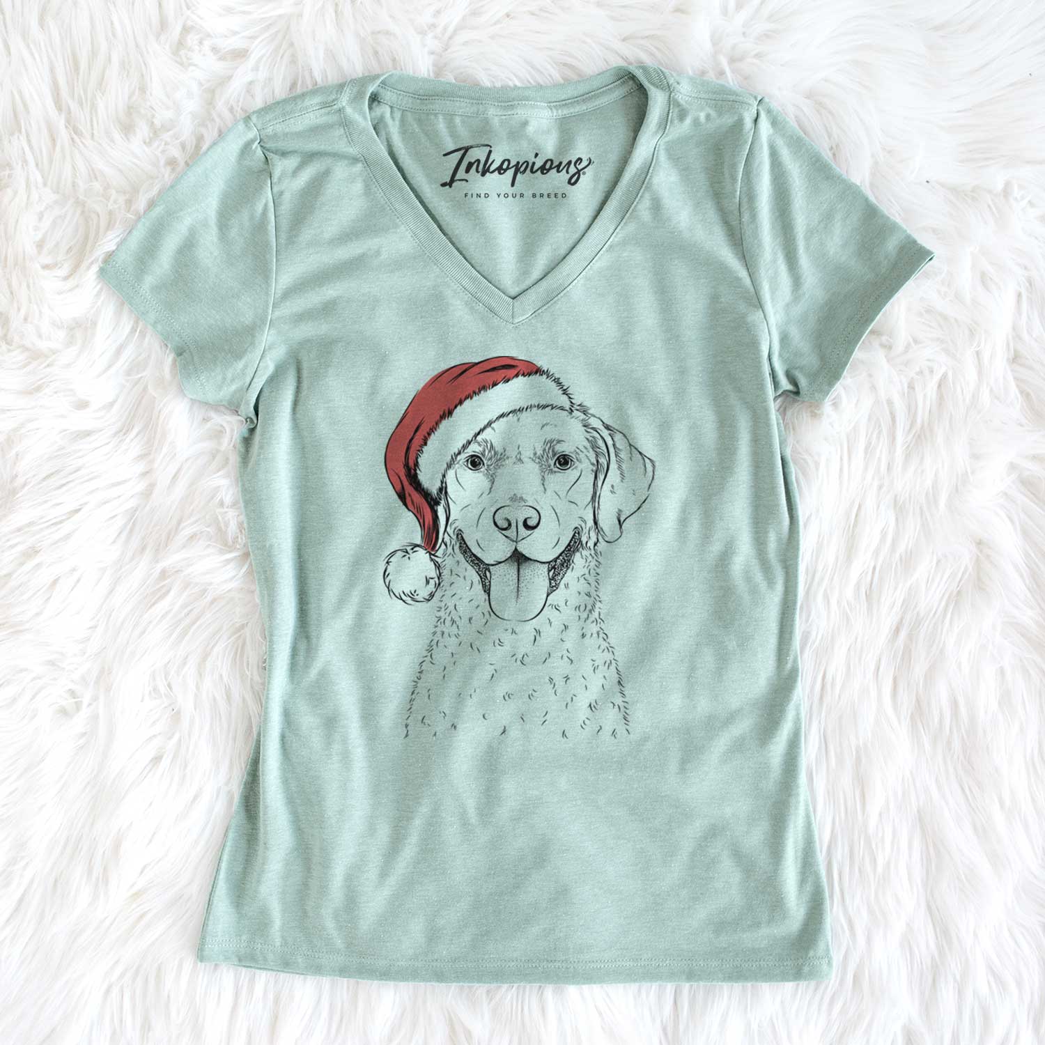 Santa Chip the Chesapeake Bay Retriever - Women's V-neck Shirt