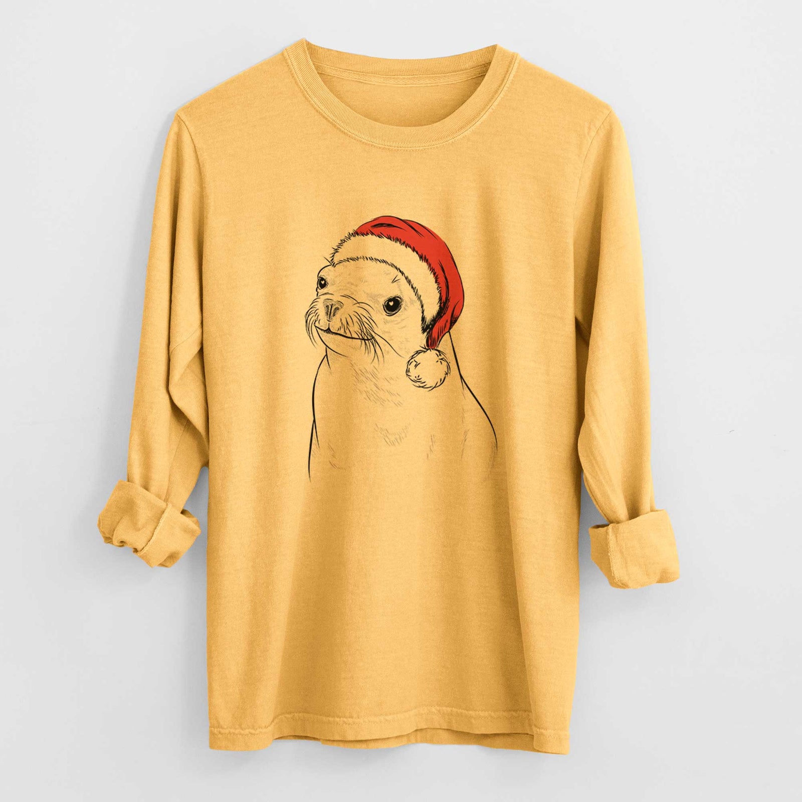 Santa Chip the California Sea Lion - Heavyweight 100% Cotton Long Sleeve