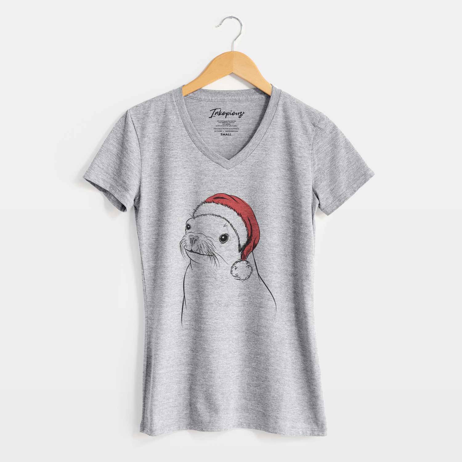 Santa Chip the California Sea Lion - Women's V-neck Shirt