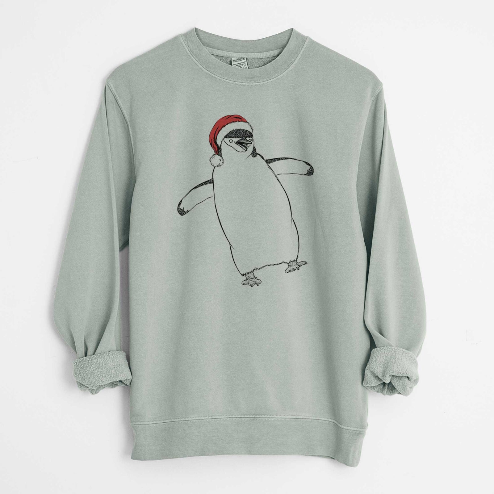 Santa Chive the Chinstrap Penguin - Unisex Pigment Dyed Crew Sweatshirt
