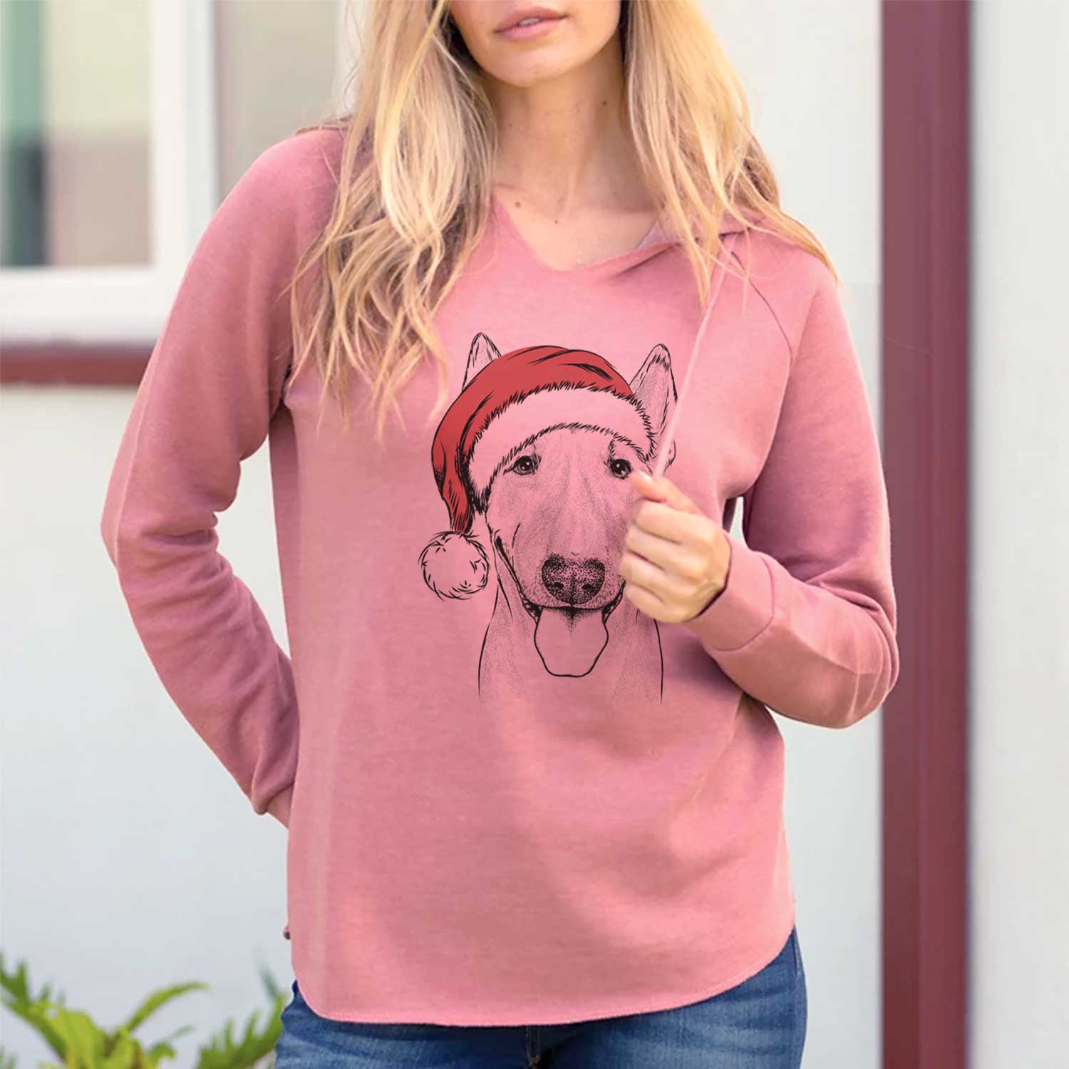 Santa Chloe the Bull Terrier - Cali Wave Hooded Sweatshirt