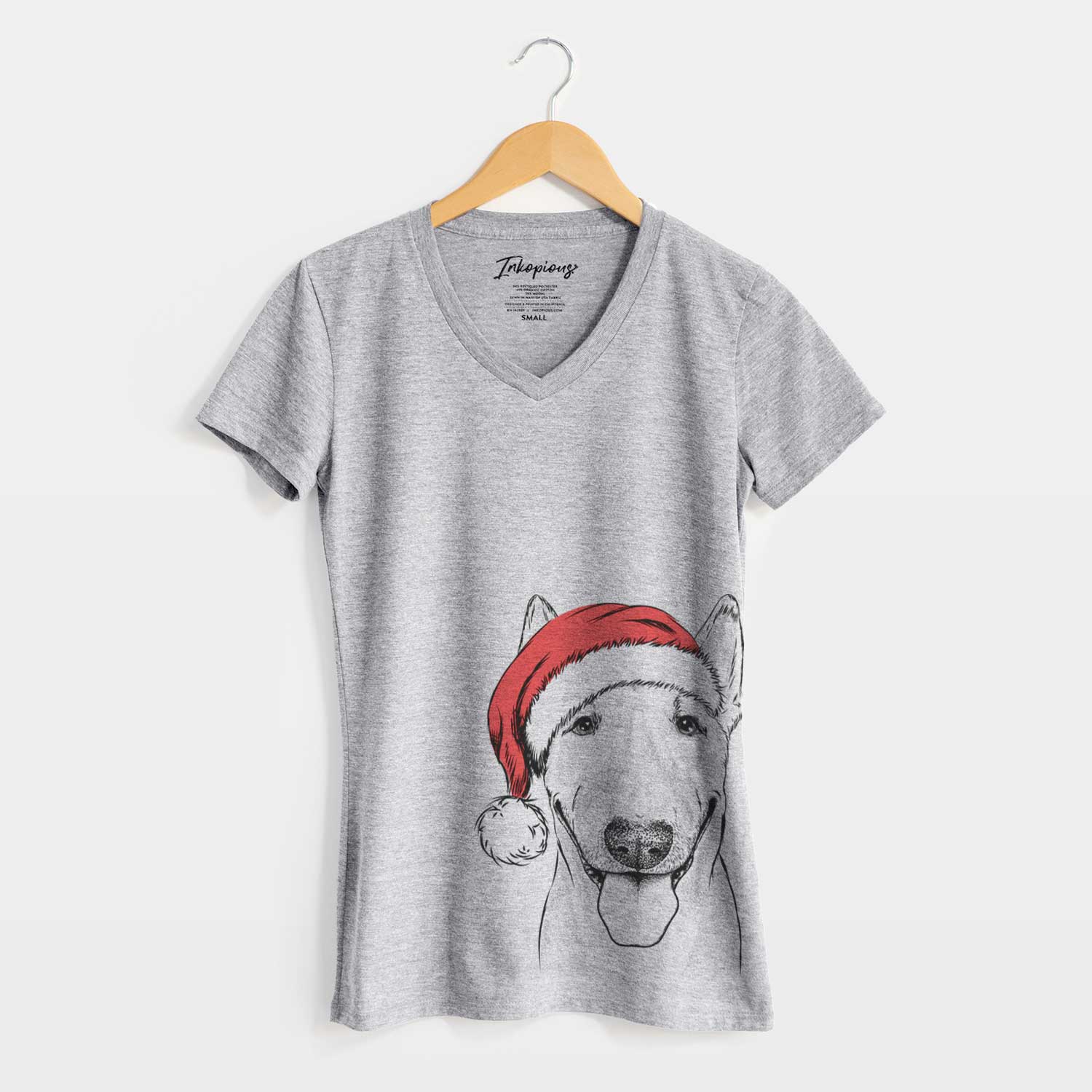 Santa Chloe the Bull Terrier - Women's V-neck Shirt