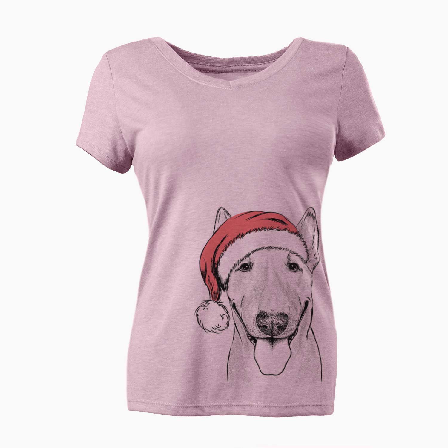 Santa Chloe the Bull Terrier - Women's V-neck Shirt
