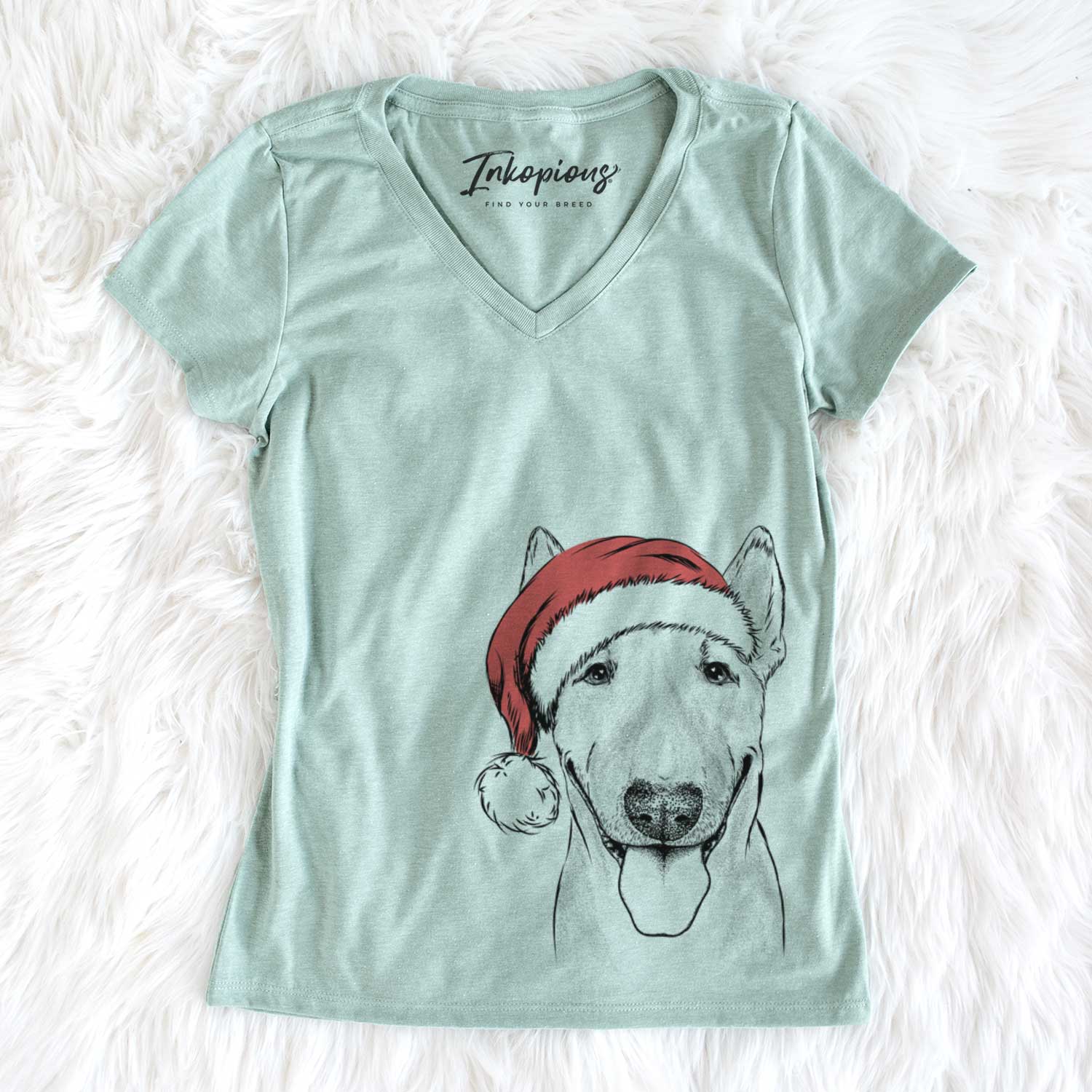 Santa Chloe the Bull Terrier - Women's V-neck Shirt