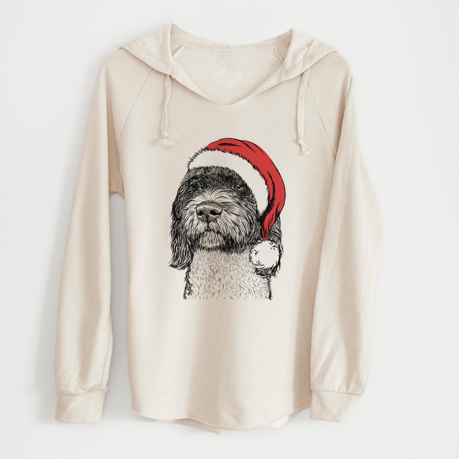 Santa Chris the Portuguese Water Dog - Cali Wave Hooded Sweatshirt