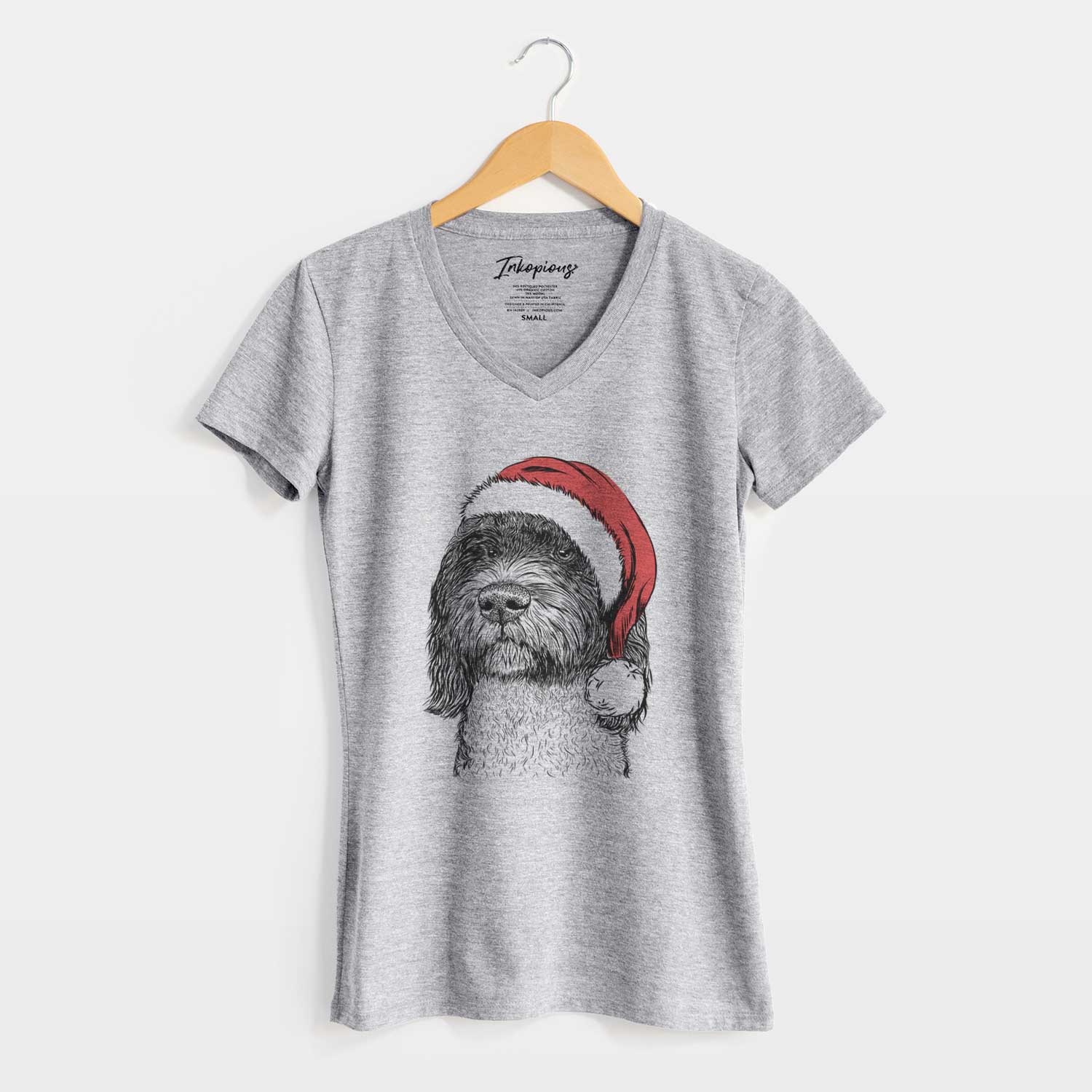 Santa Chris the Portuguese Water Dog - Women's V-neck Shirt