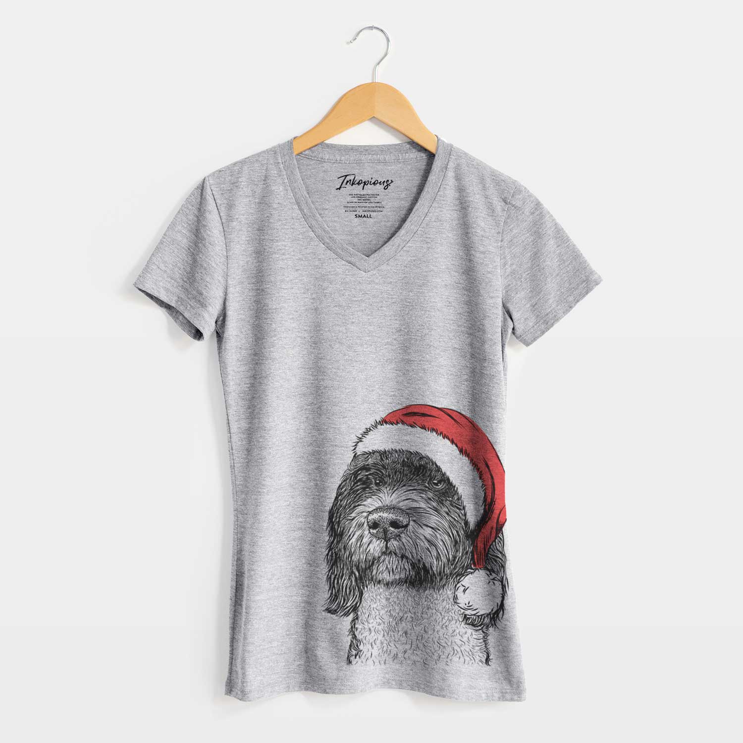 Santa Chris the Portuguese Water Dog - Women's V-neck Shirt