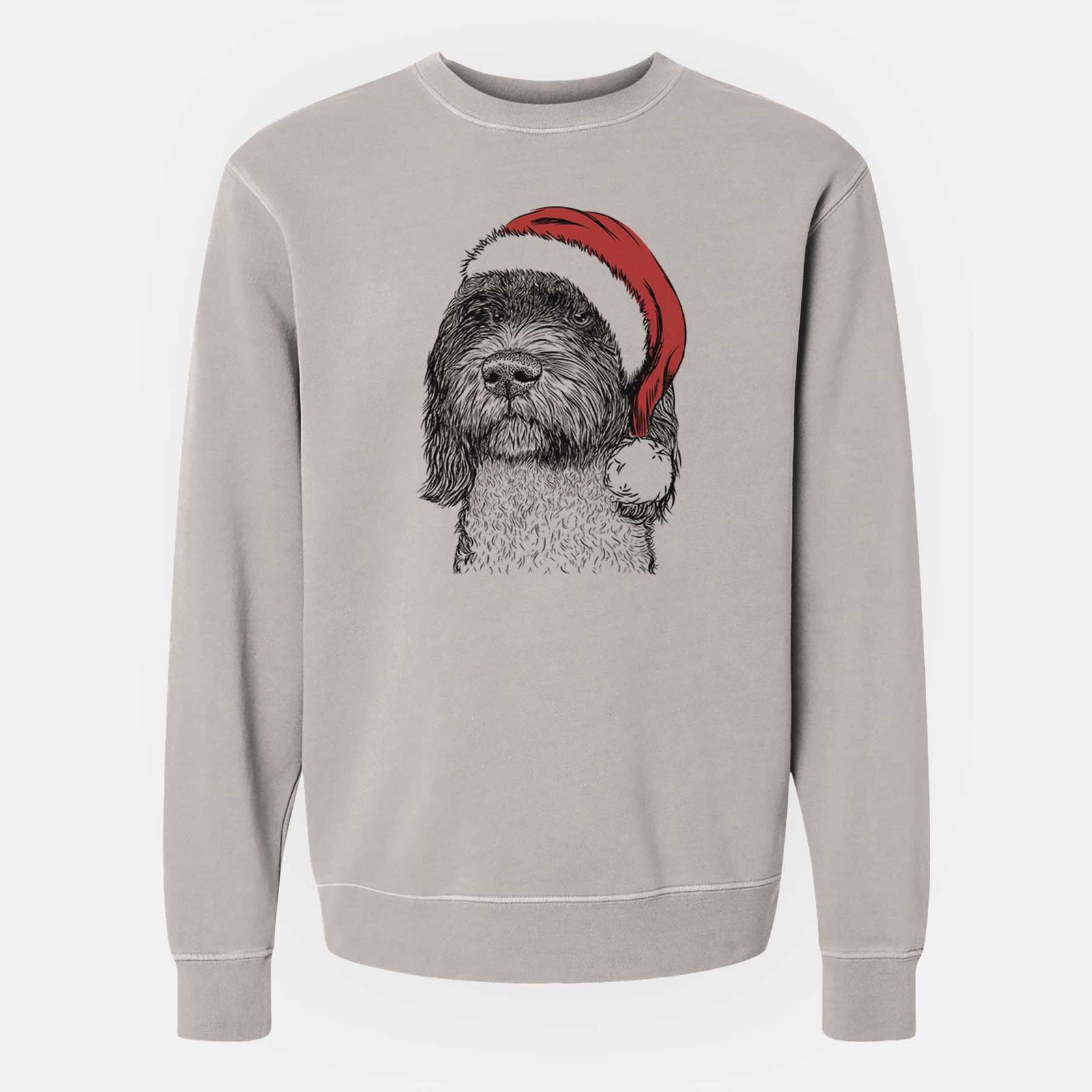 Santa Chris the Portuguese Water Dog - Unisex Pigment Dyed Crew Sweatshirt