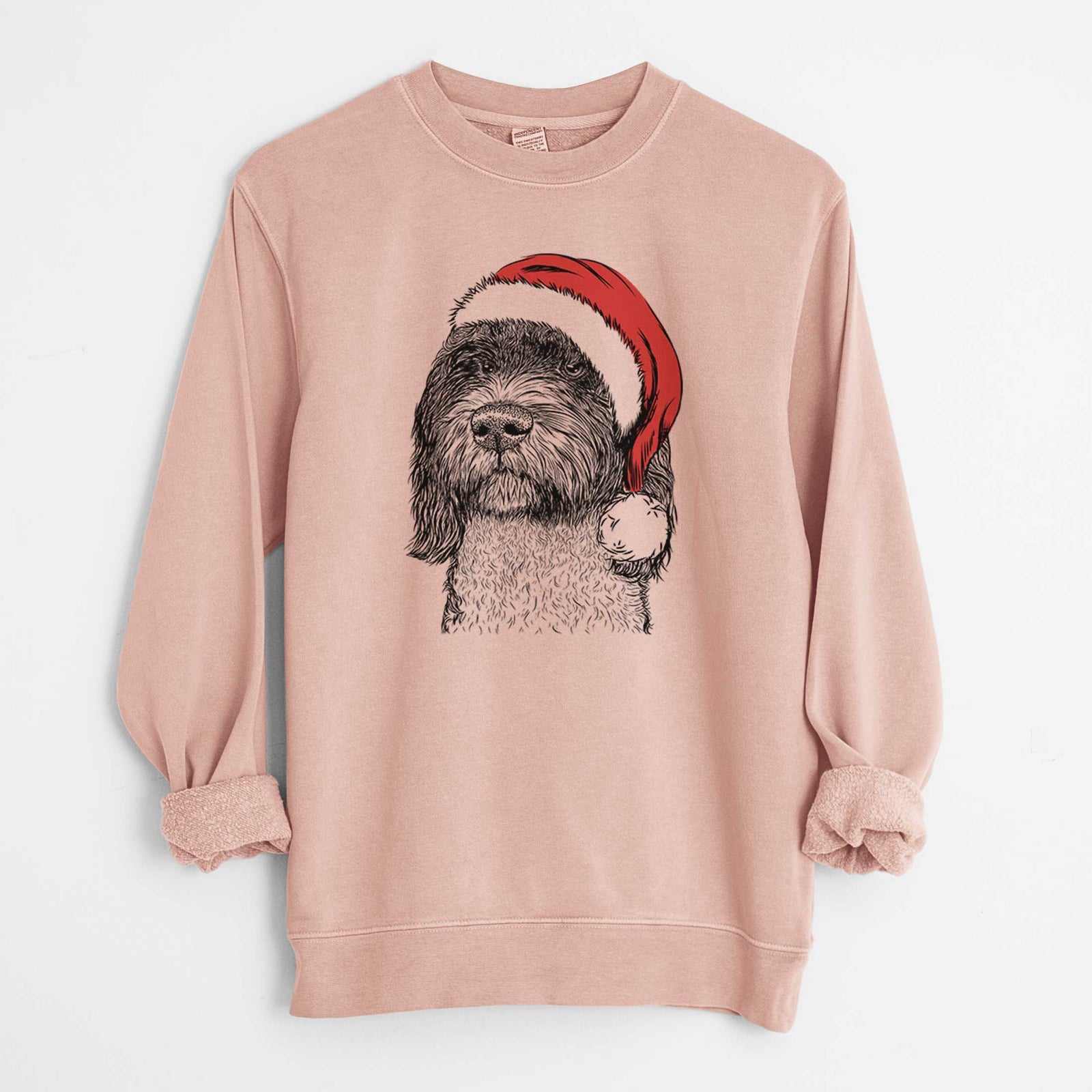 Santa Chris the Portuguese Water Dog - Unisex Pigment Dyed Crew Sweatshirt