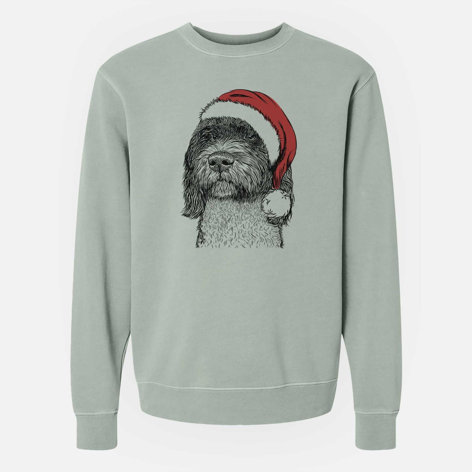 Santa Chris the Portuguese Water Dog - Unisex Pigment Dyed Crew Sweatshirt