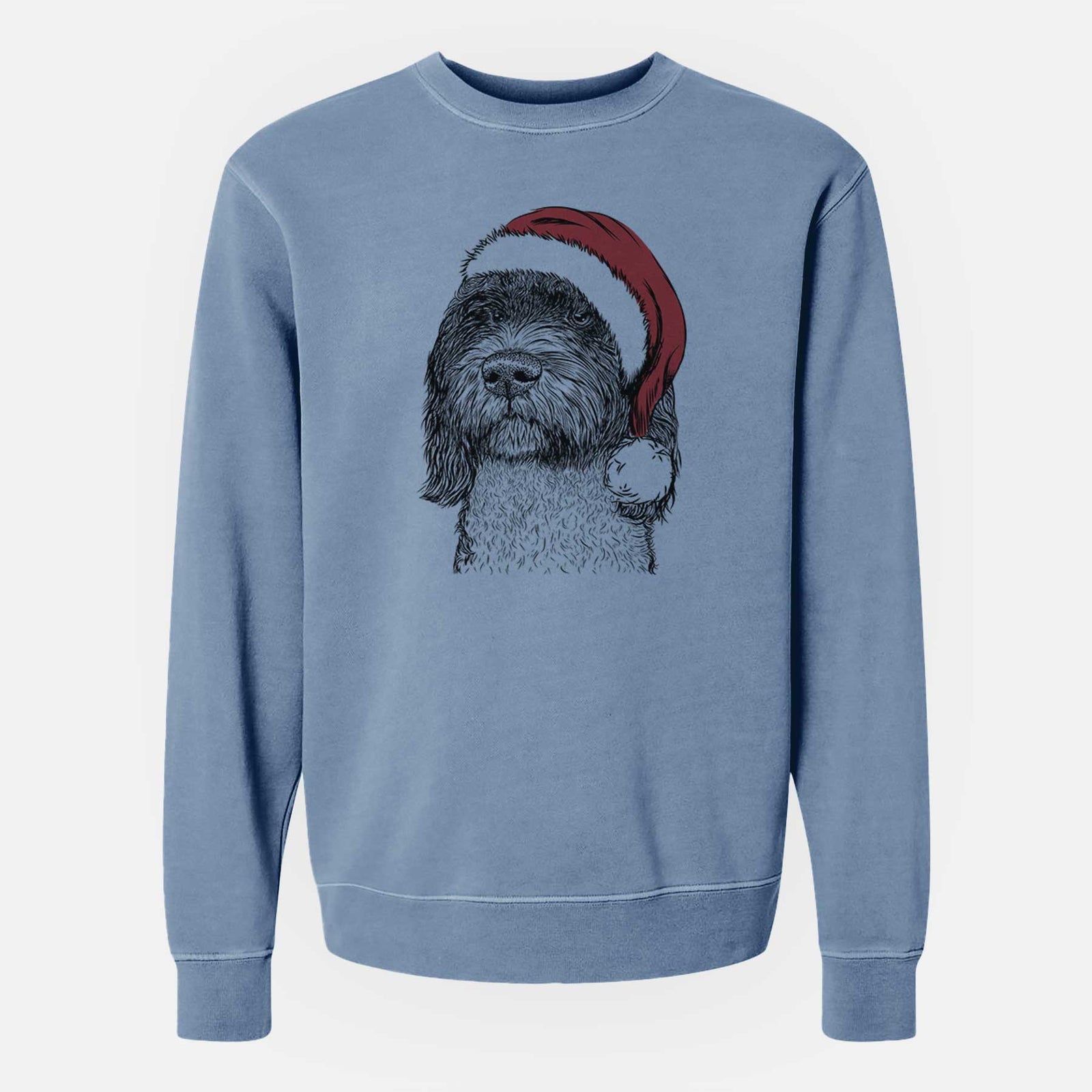 Santa Chris the Portuguese Water Dog - Unisex Pigment Dyed Crew Sweatshirt