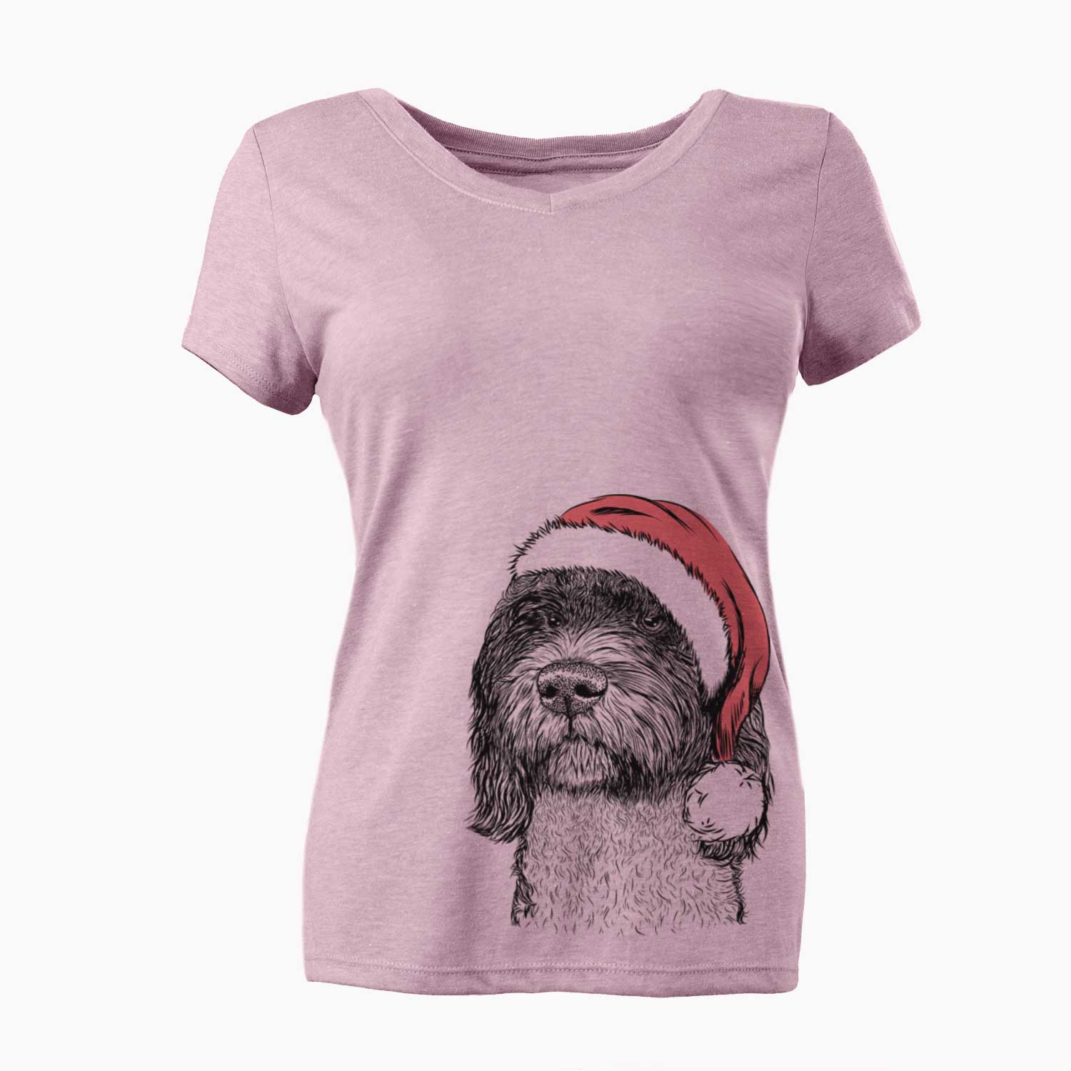 Santa Chris the Portuguese Water Dog - Women's V-neck Shirt