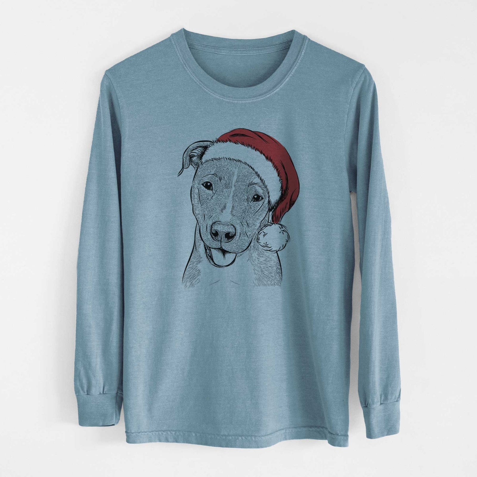 Santa Claiborne the American Staffordshire Terrier - Heavyweight 100% Cotton Long Sleeve