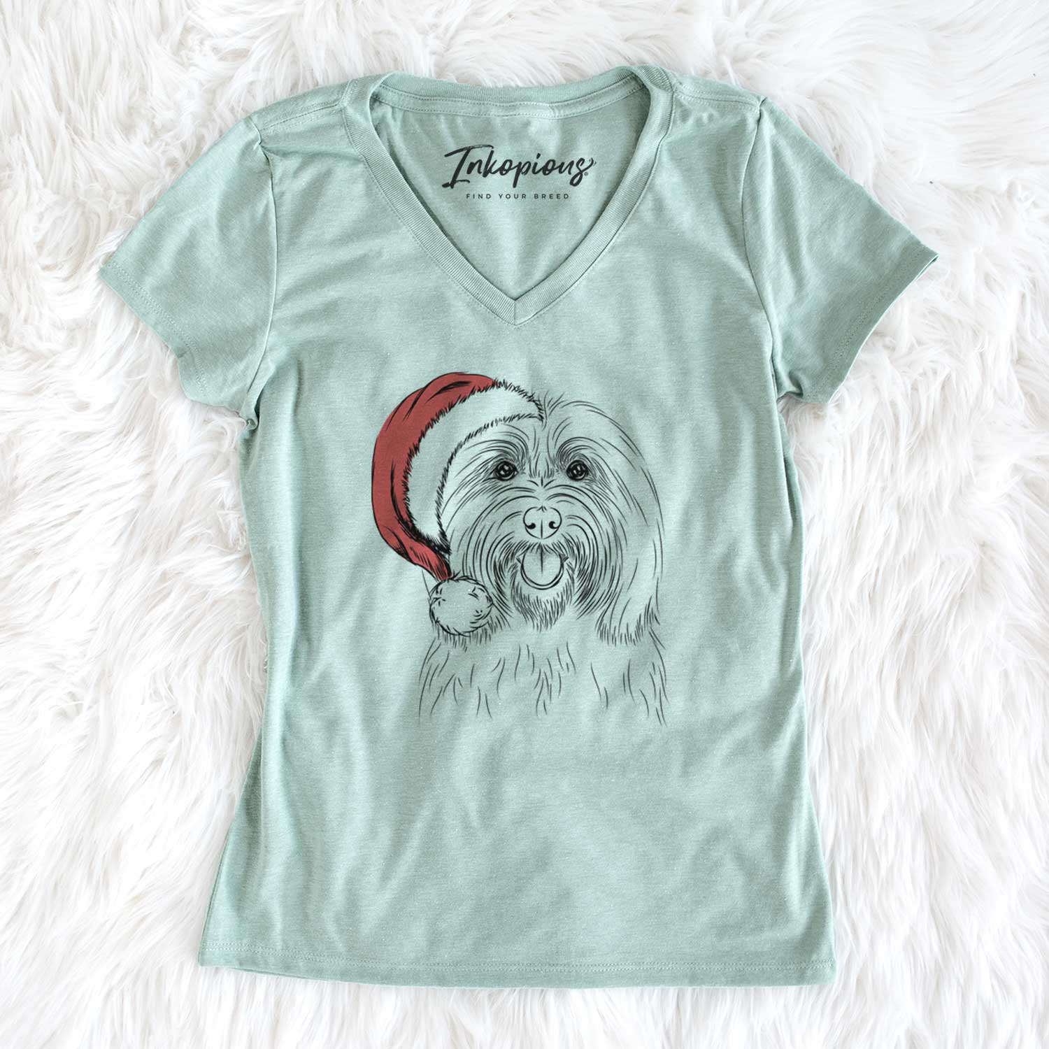 Santa Claude the Coton de Tulear - Women's V-neck Shirt