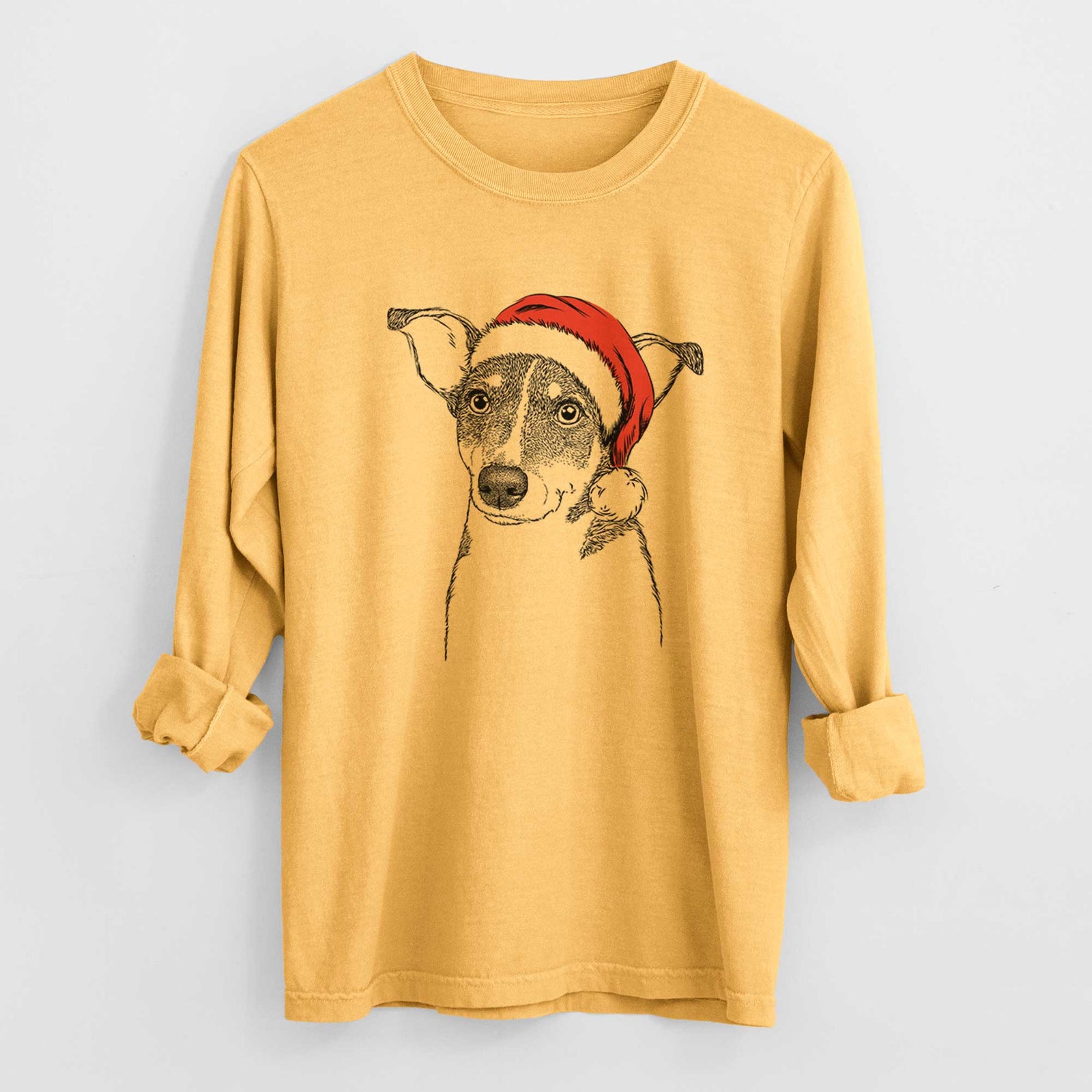 Santa Cleo the Terrier Mix - Heavyweight 100% Cotton Long Sleeve