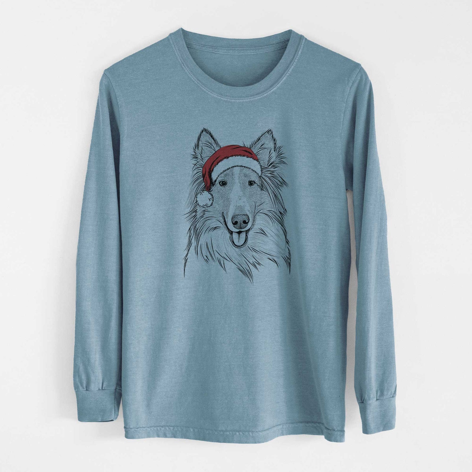 Santa Conrad the Rough Collie - Heavyweight 100% Cotton Long Sleeve
