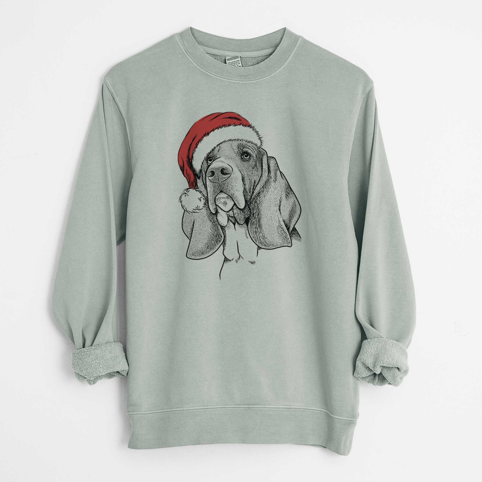 Santa Cooper the Basset Hound - Unisex Pigment Dyed Crew Sweatshirt