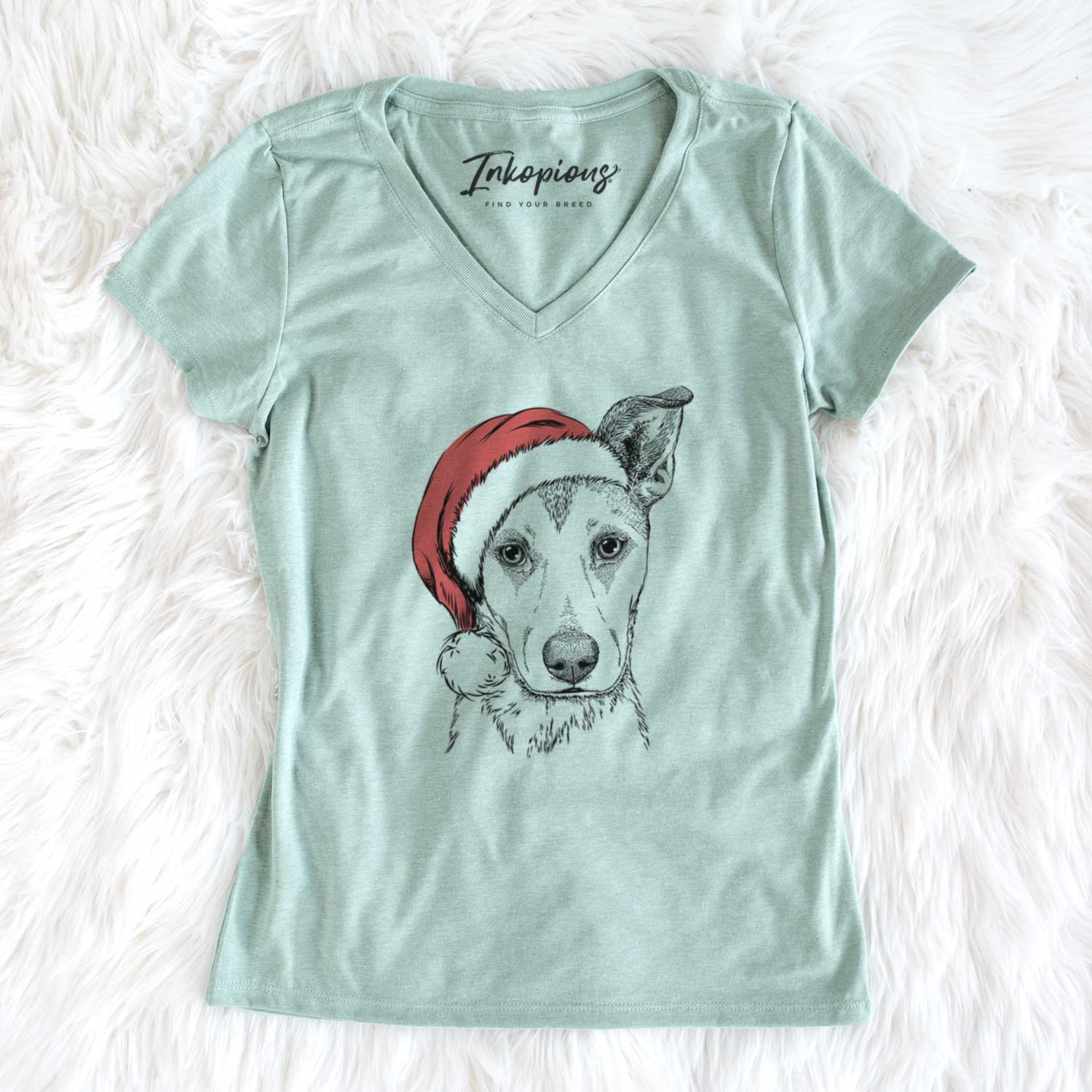 Santa Coral the Mixed Breed - Women's V-neck Shirt