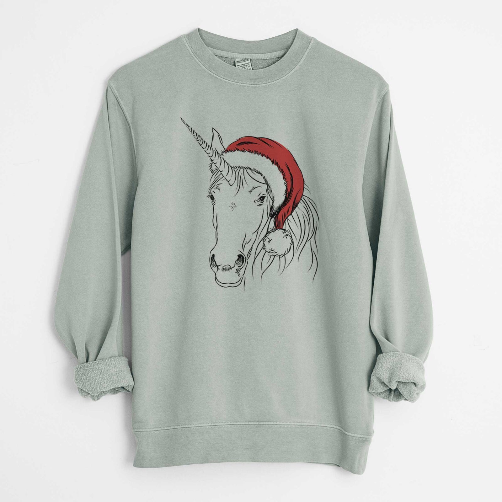 Santa Cosmic the Unicorn - Unisex Pigment Dyed Crew Sweatshirt