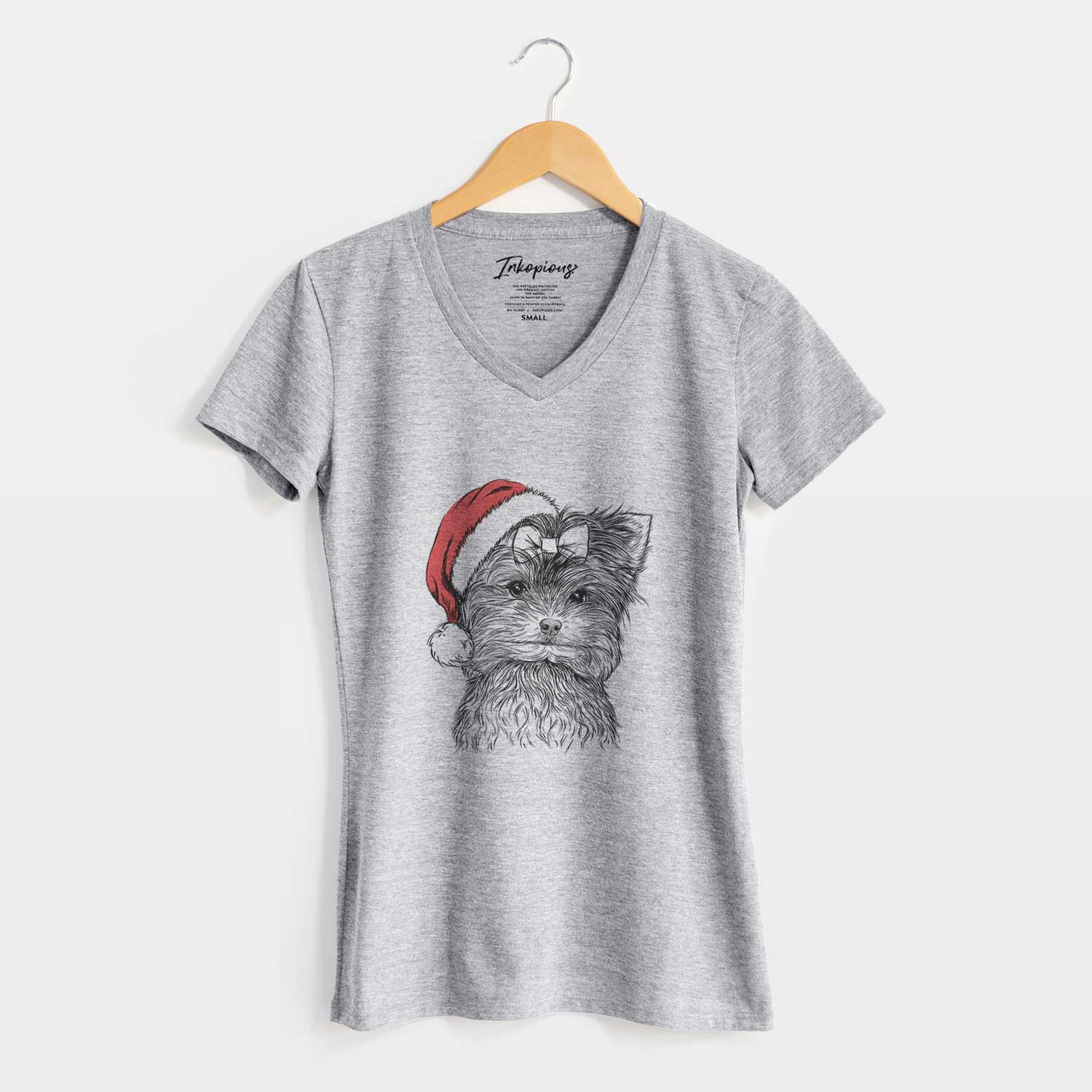 Santa Cricket the Biewer Terrier - Women's V-neck Shirt