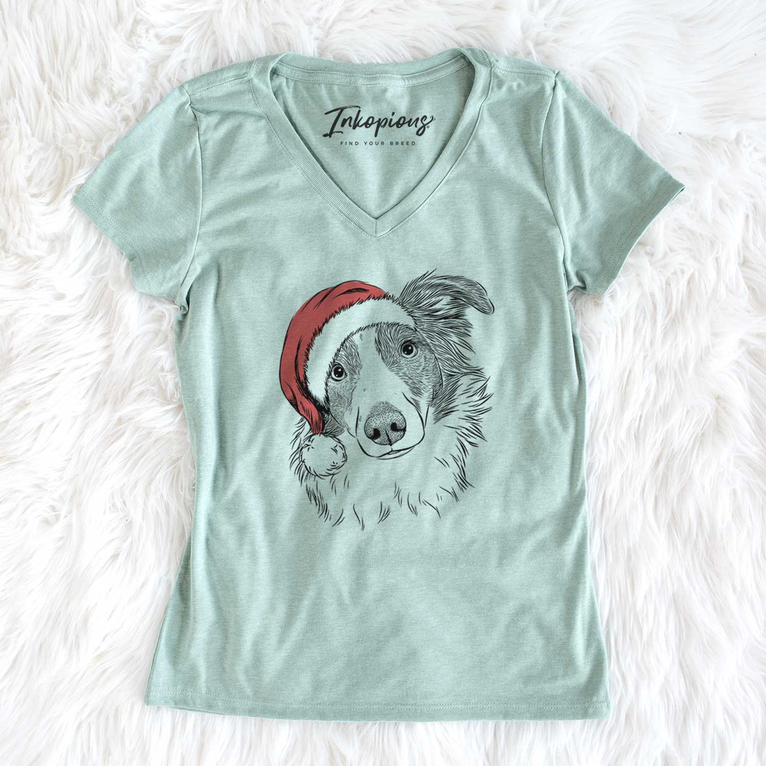 Santa Cyclone the Australian Shepherd - Women's V-neck Shirt