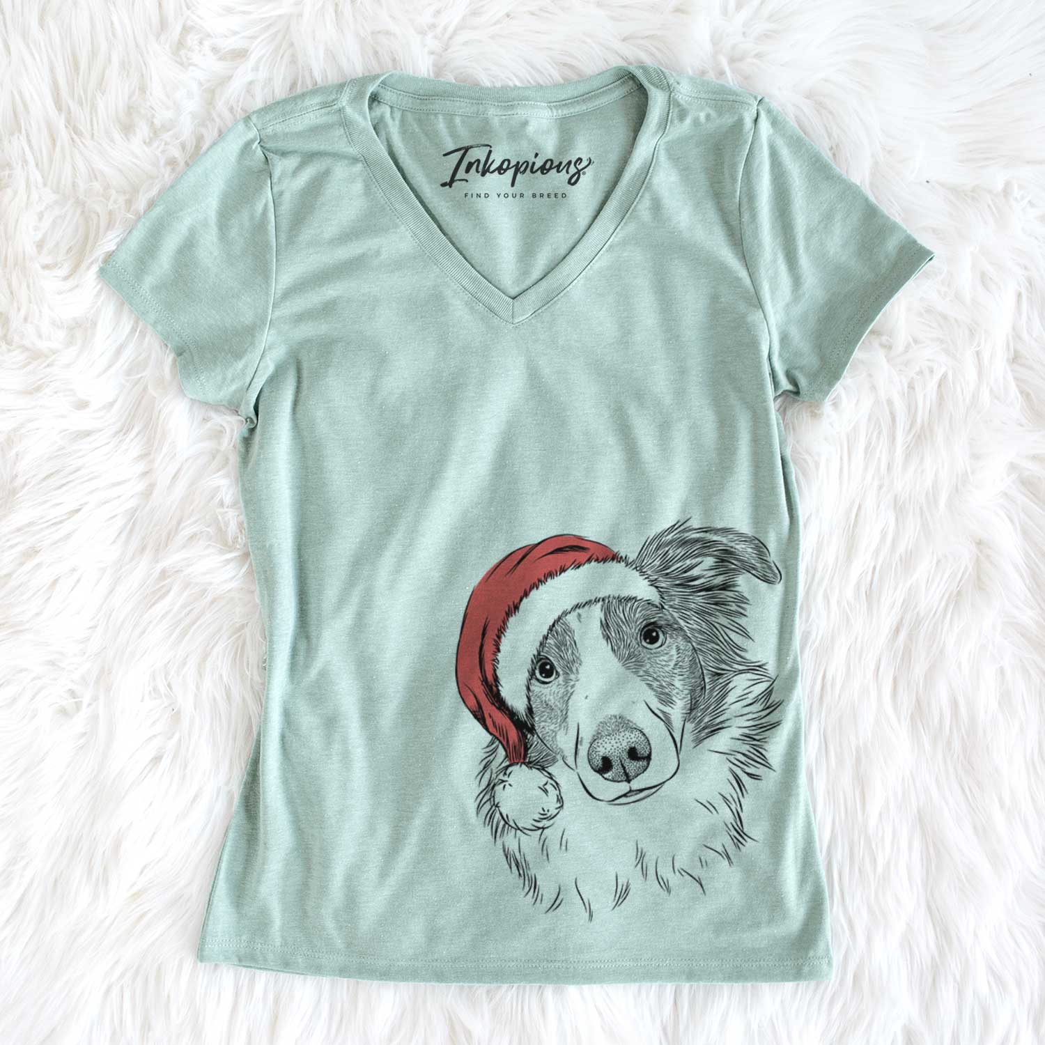 Santa Cyclone the Australian Shepherd - Women's V-neck Shirt