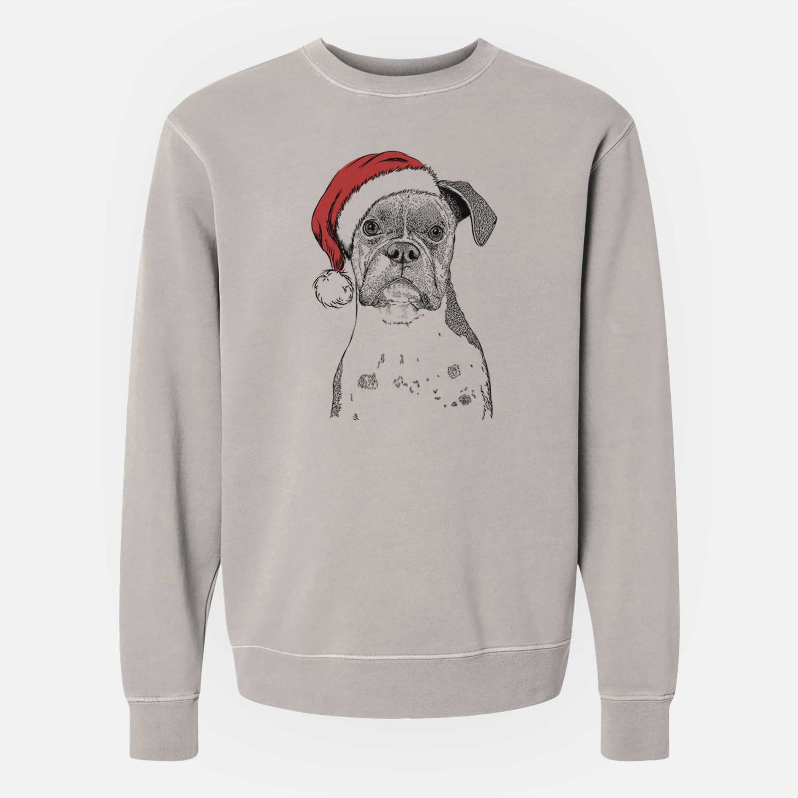 Santa Daisy the Boxer - Unisex Pigment Dyed Crew Sweatshirt