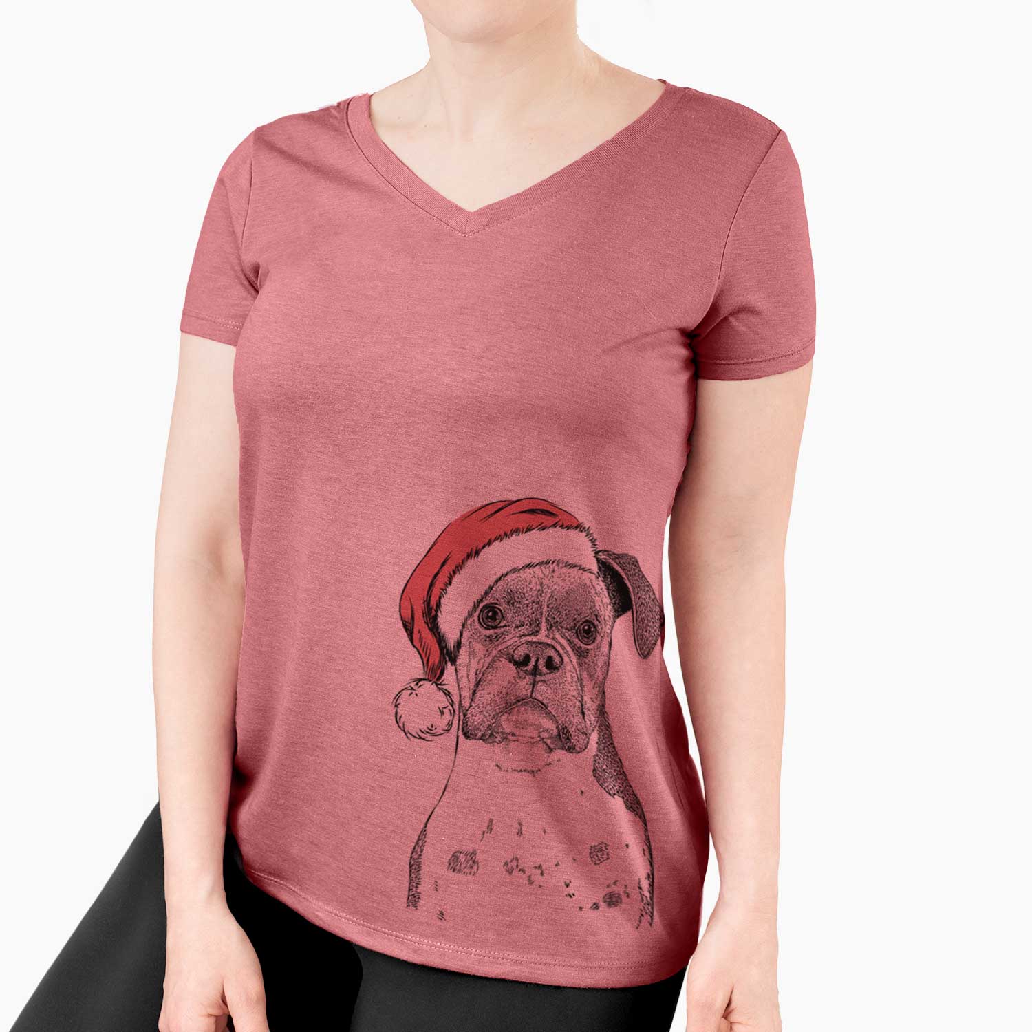 Santa Daisy the Boxer - Women's V-neck Shirt