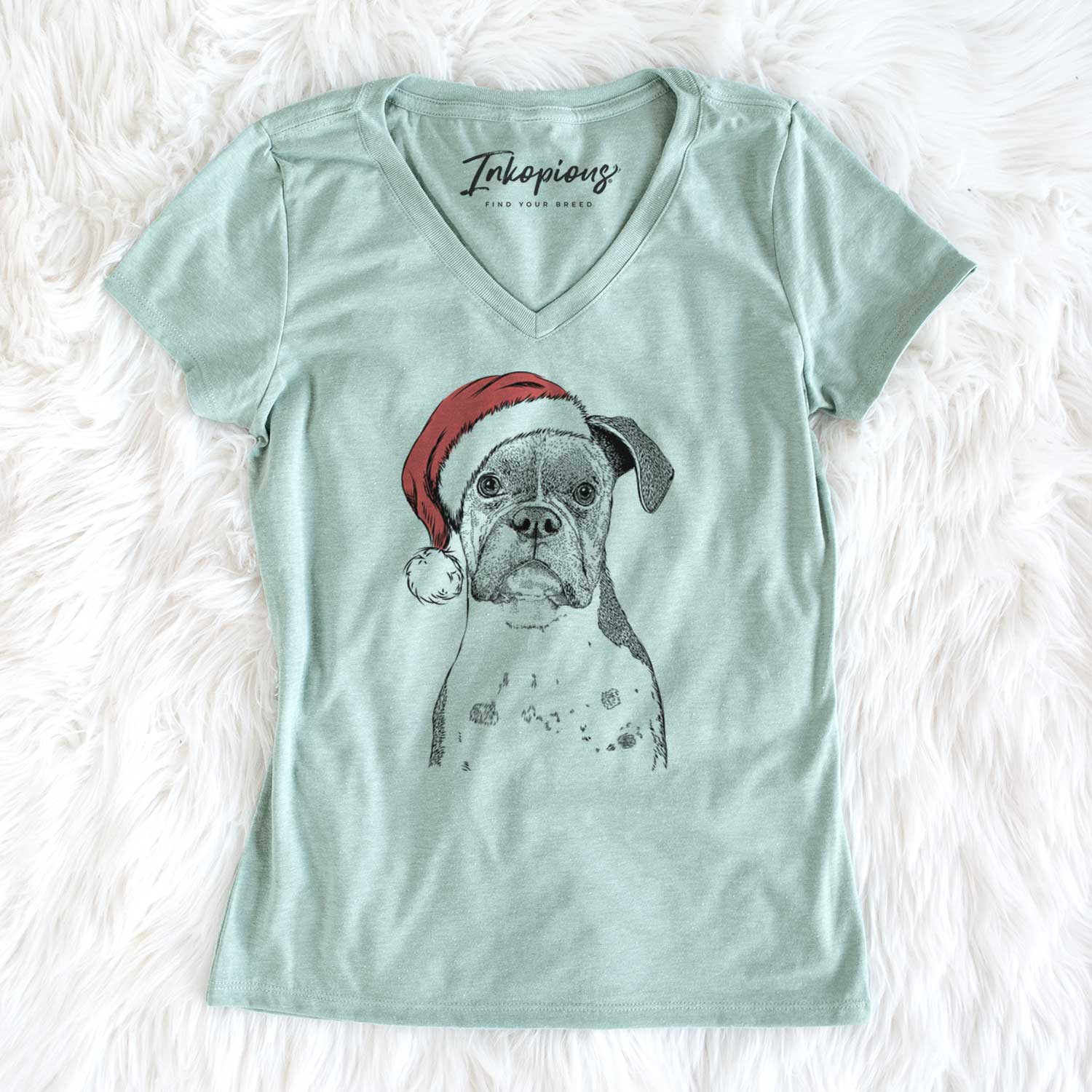 Santa Daisy the Boxer - Women's V-neck Shirt