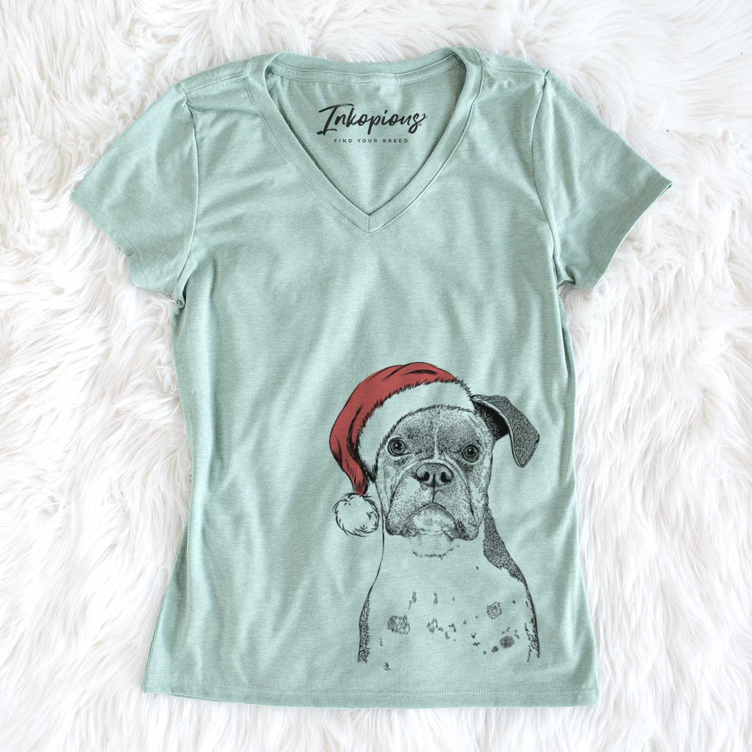 Santa Daisy the Boxer - Women's V-neck Shirt