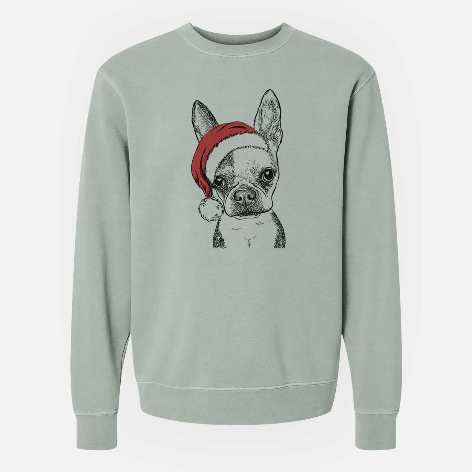Santa Daisy the Boston Terrier - Unisex Pigment Dyed Crew Sweatshirt