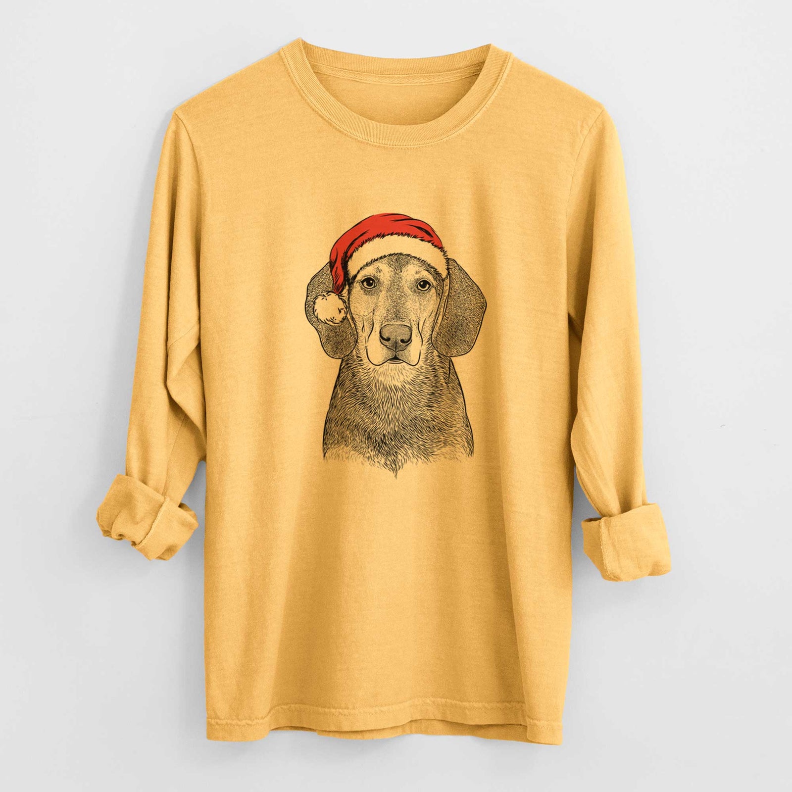Santa Daisy the Hound Mix - Heavyweight 100% Cotton Long Sleeve