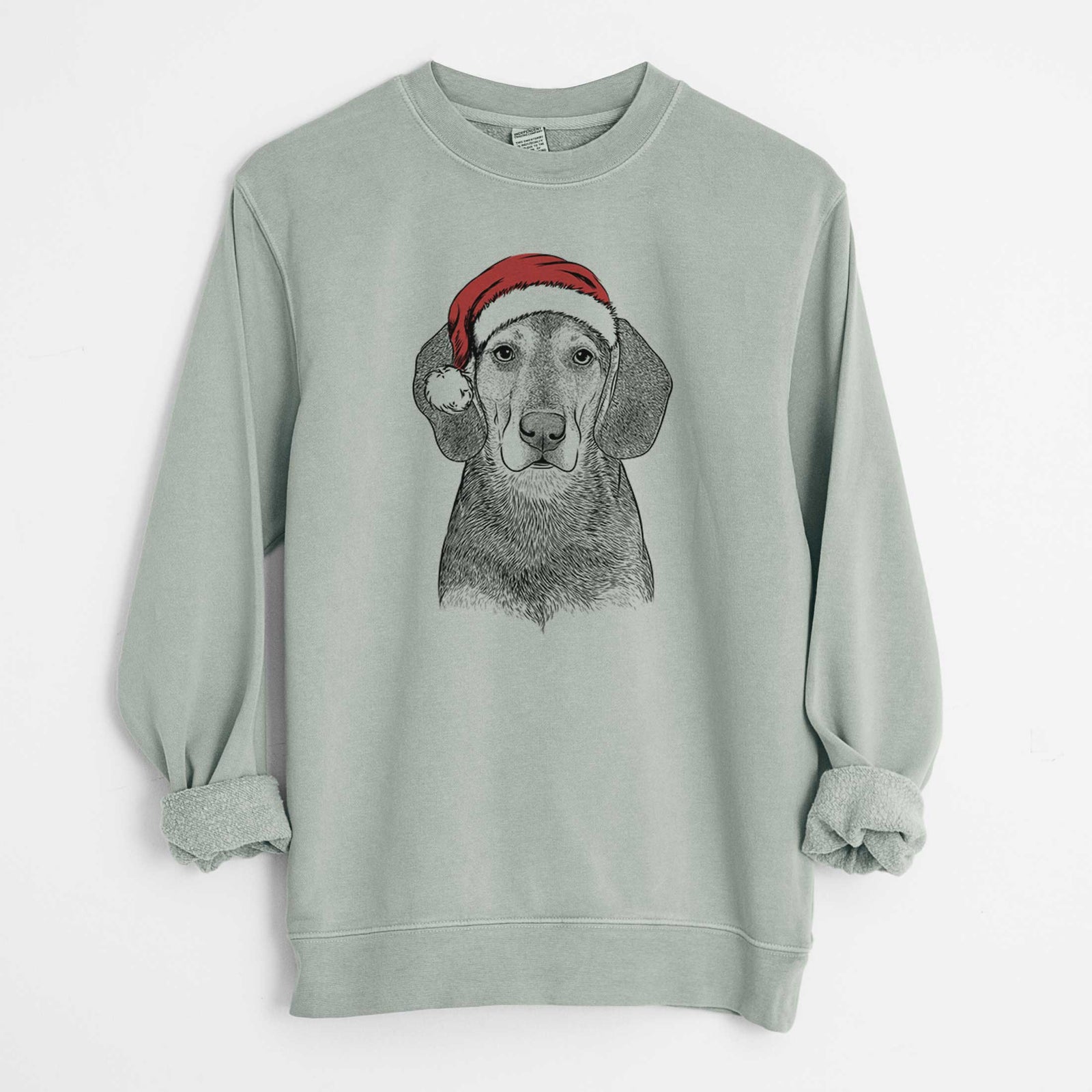 Santa Daisy the Hound Mix - Unisex Pigment Dyed Crew Sweatshirt