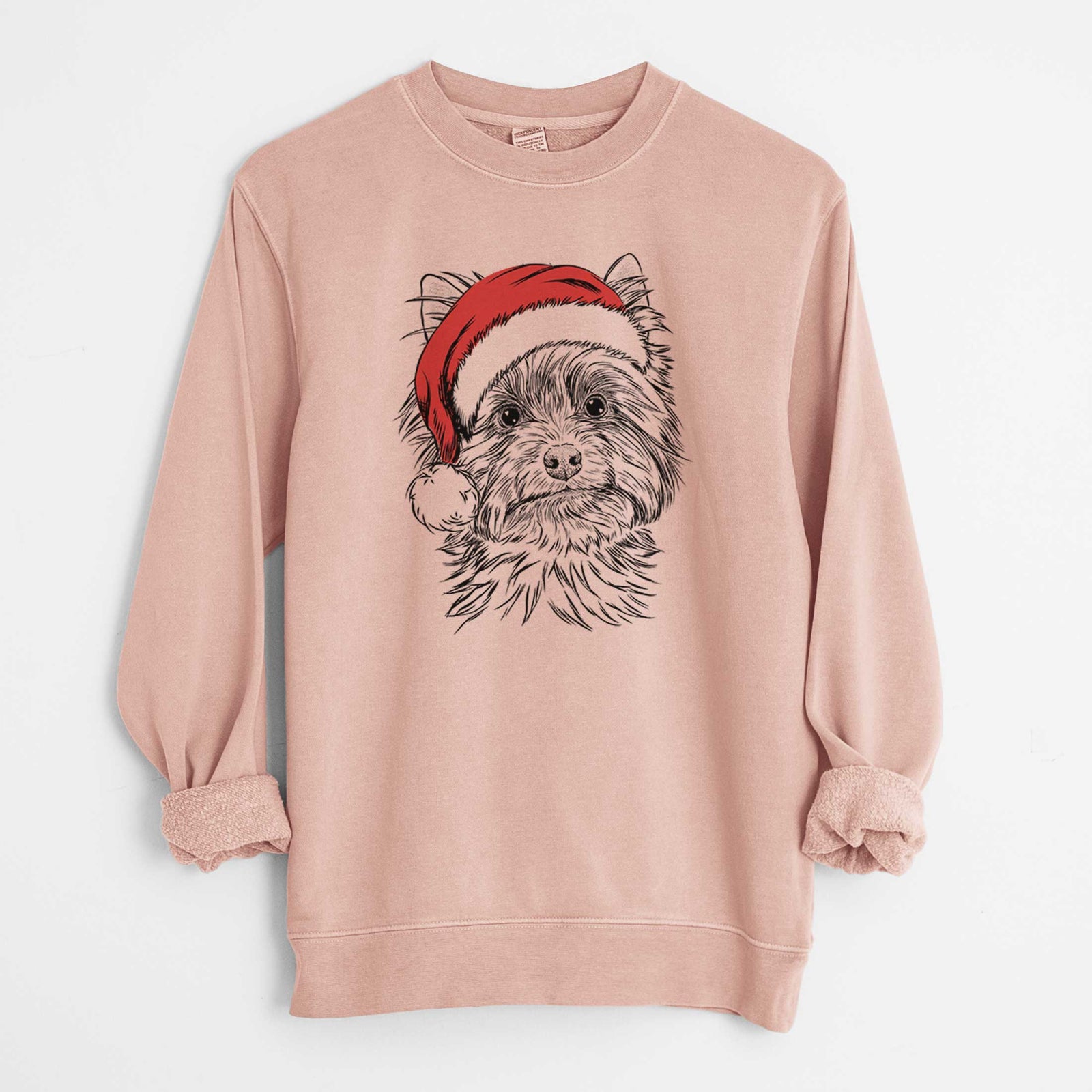 Santa Dakota the Yorkshire Terrier - Unisex Pigment Dyed Crew Sweatshirt