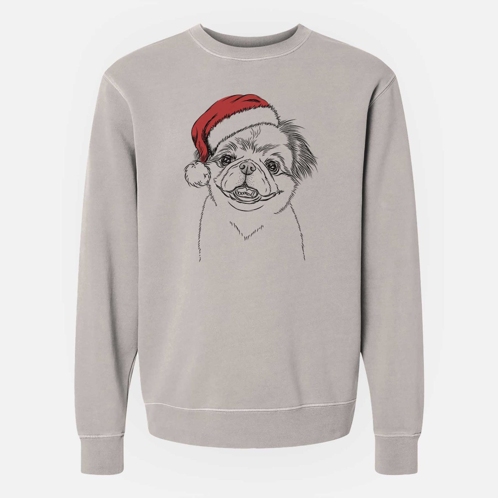 Santa Danny the Pekingese - Unisex Pigment Dyed Crew Sweatshirt