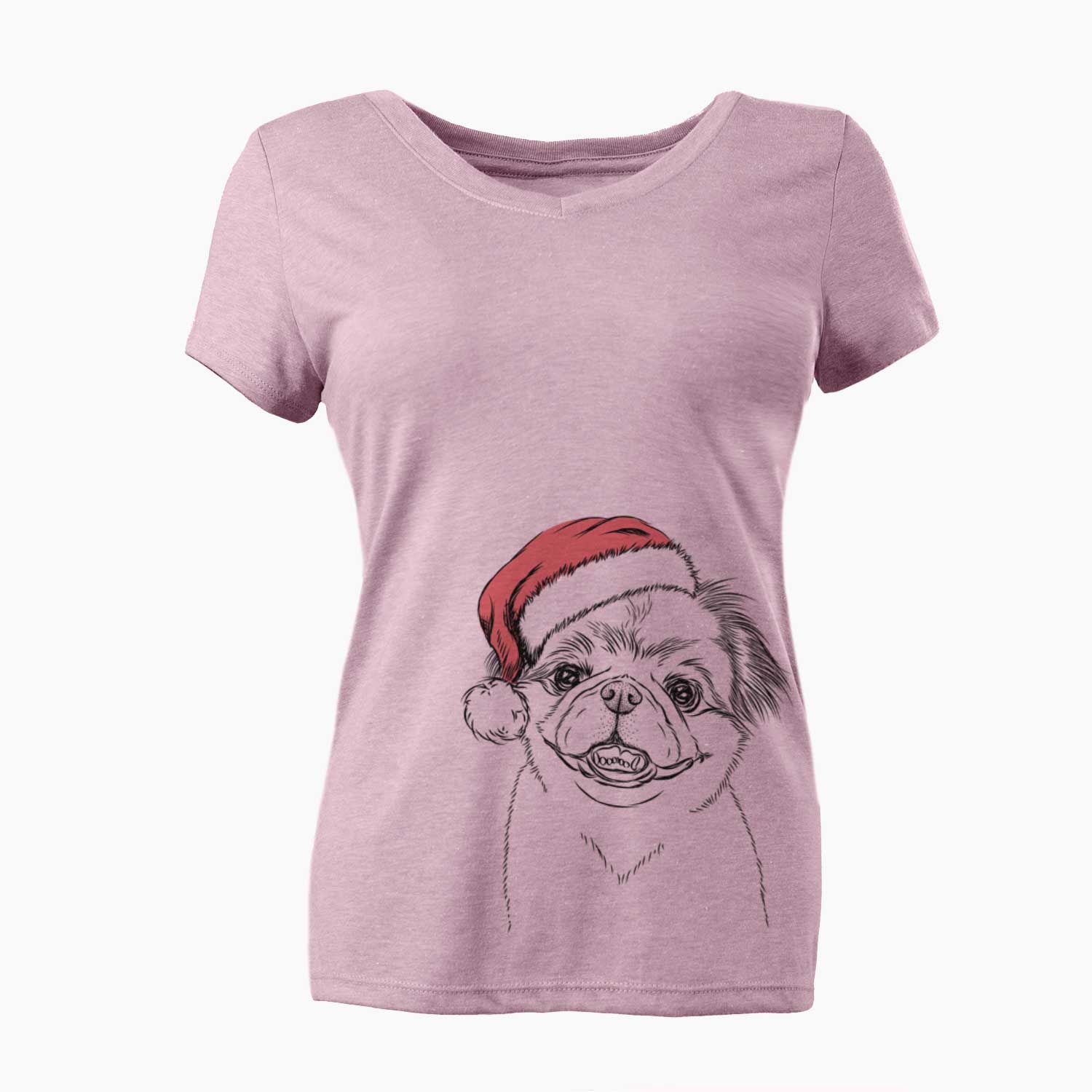 Santa Danny the Pekingese - Women's V-neck Shirt