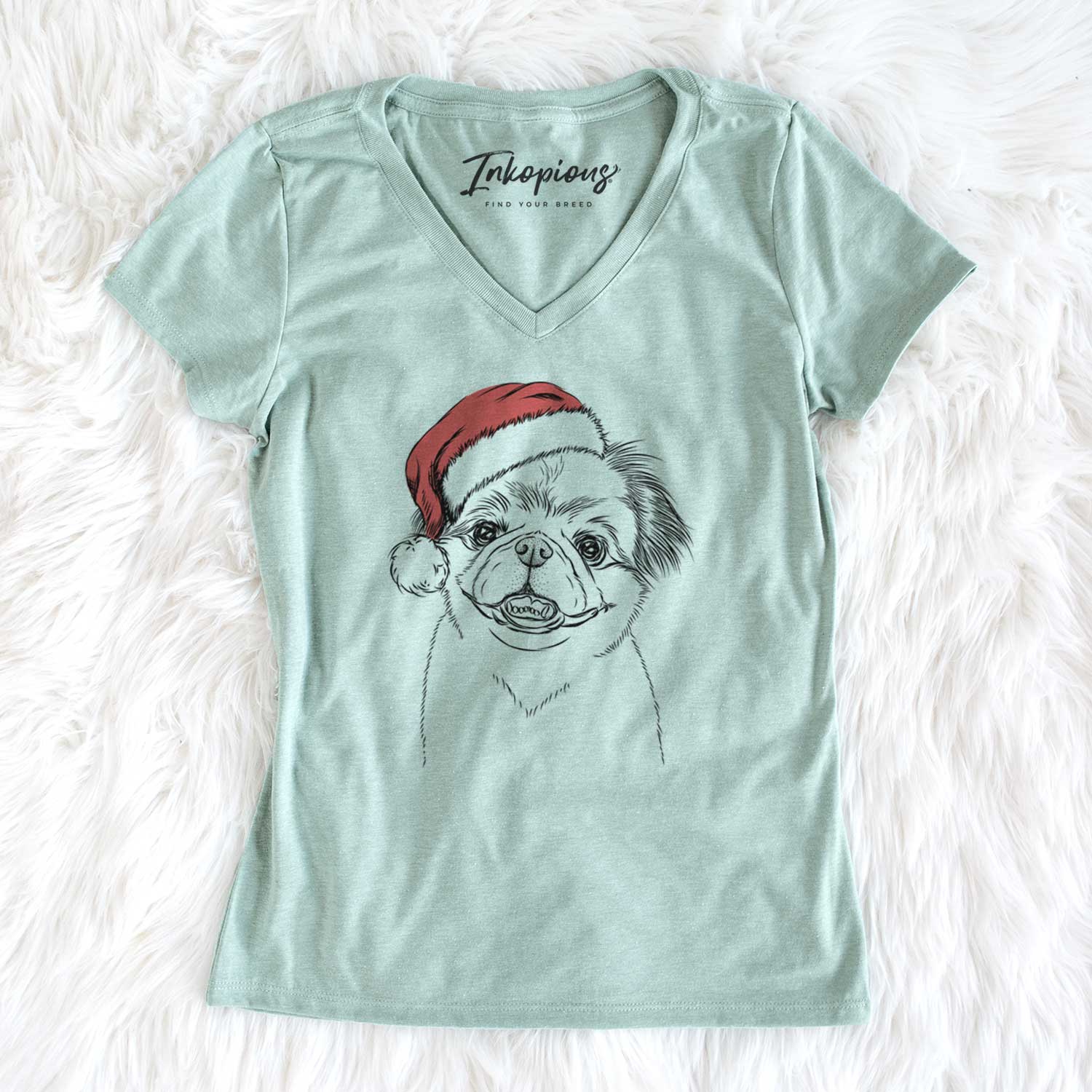 Santa Danny the Pekingese - Women's V-neck Shirt