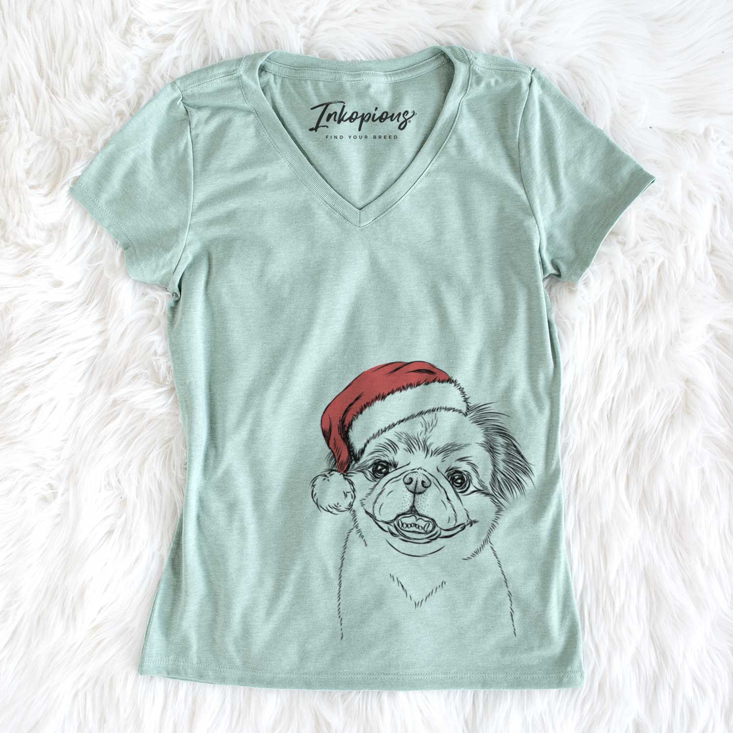 Santa Danny the Pekingese - Women's V-neck Shirt