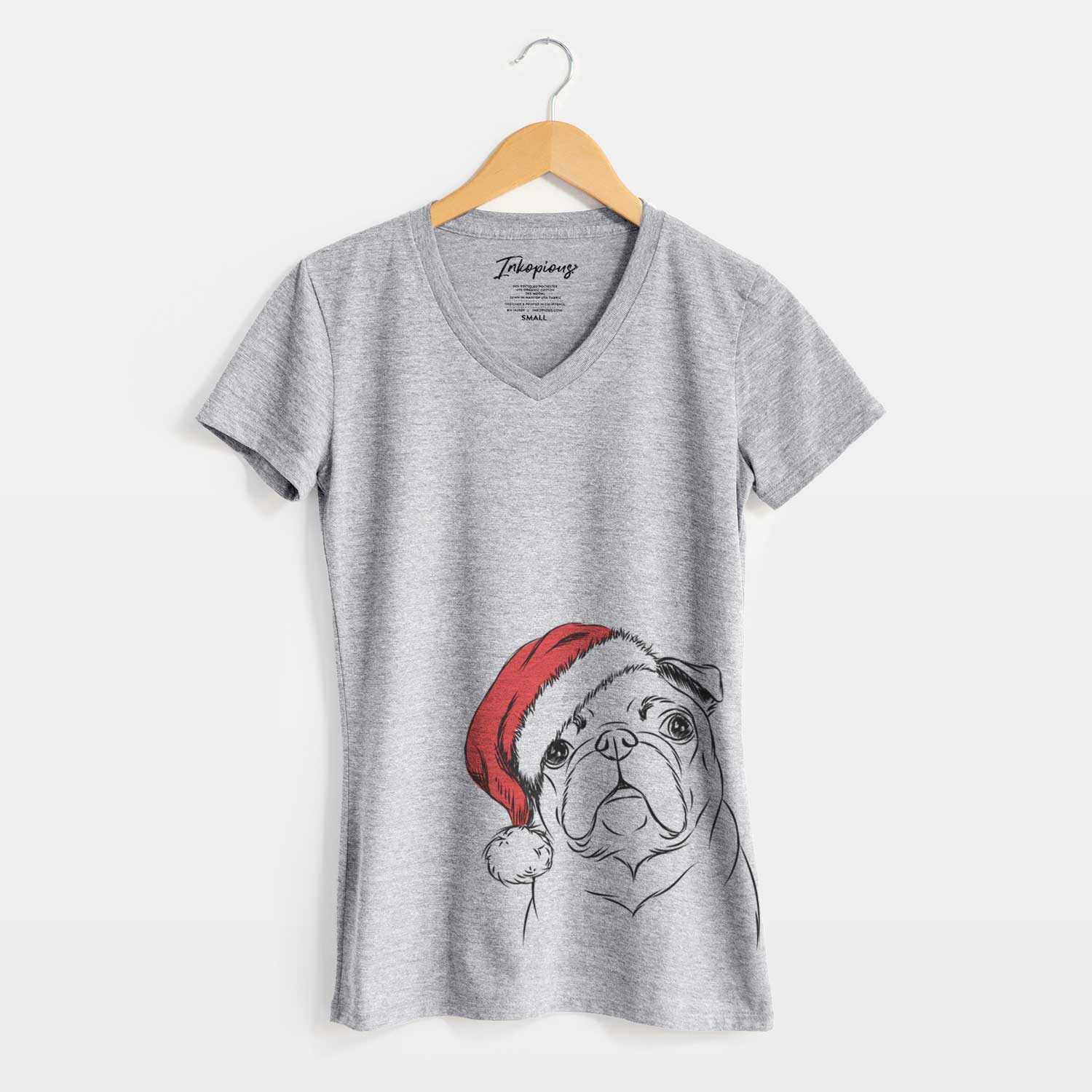 Santa Darling Chloe the Pug - Women's V-neck Shirt